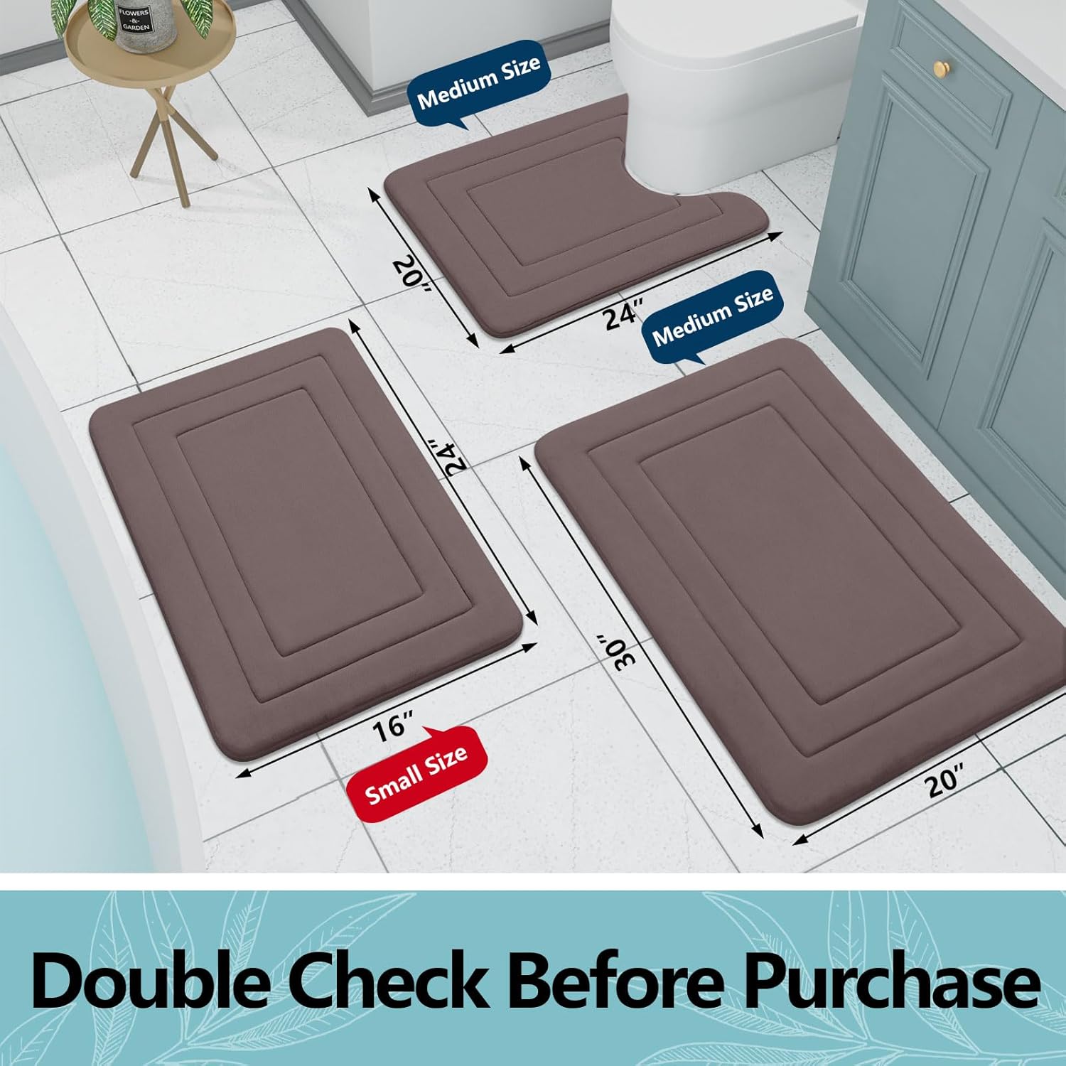 Arotive Memory Foam Bath Rug Mat Ultra Soft 30x20 Brown