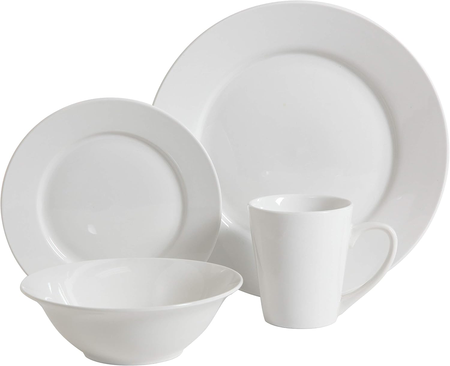 Gibson Home Amelia Court White Round Dinnerware Set 4 Service 16pcs