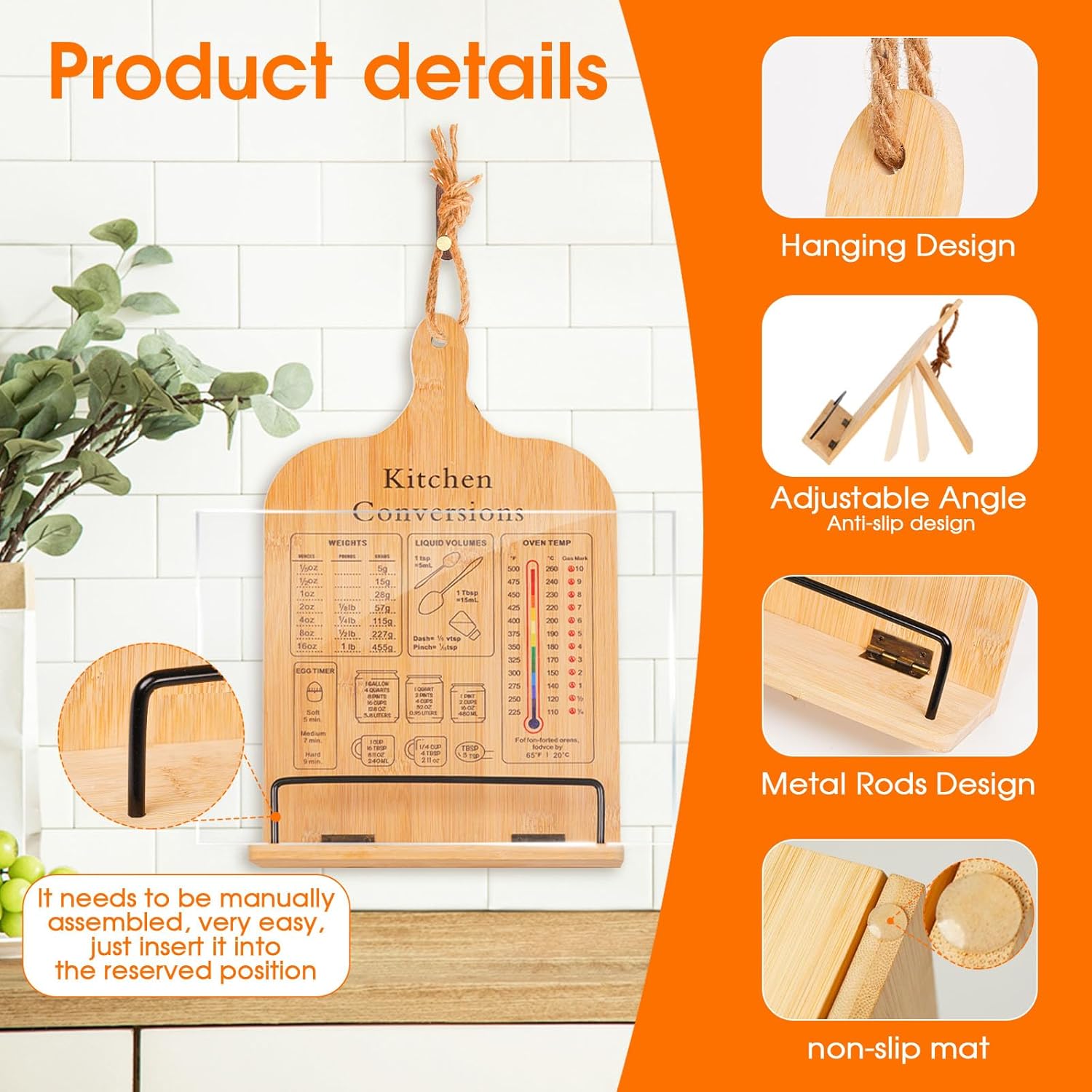 Bamboo Kitchen Stand with Protector MULTI-PURPOSE Gift for Mom