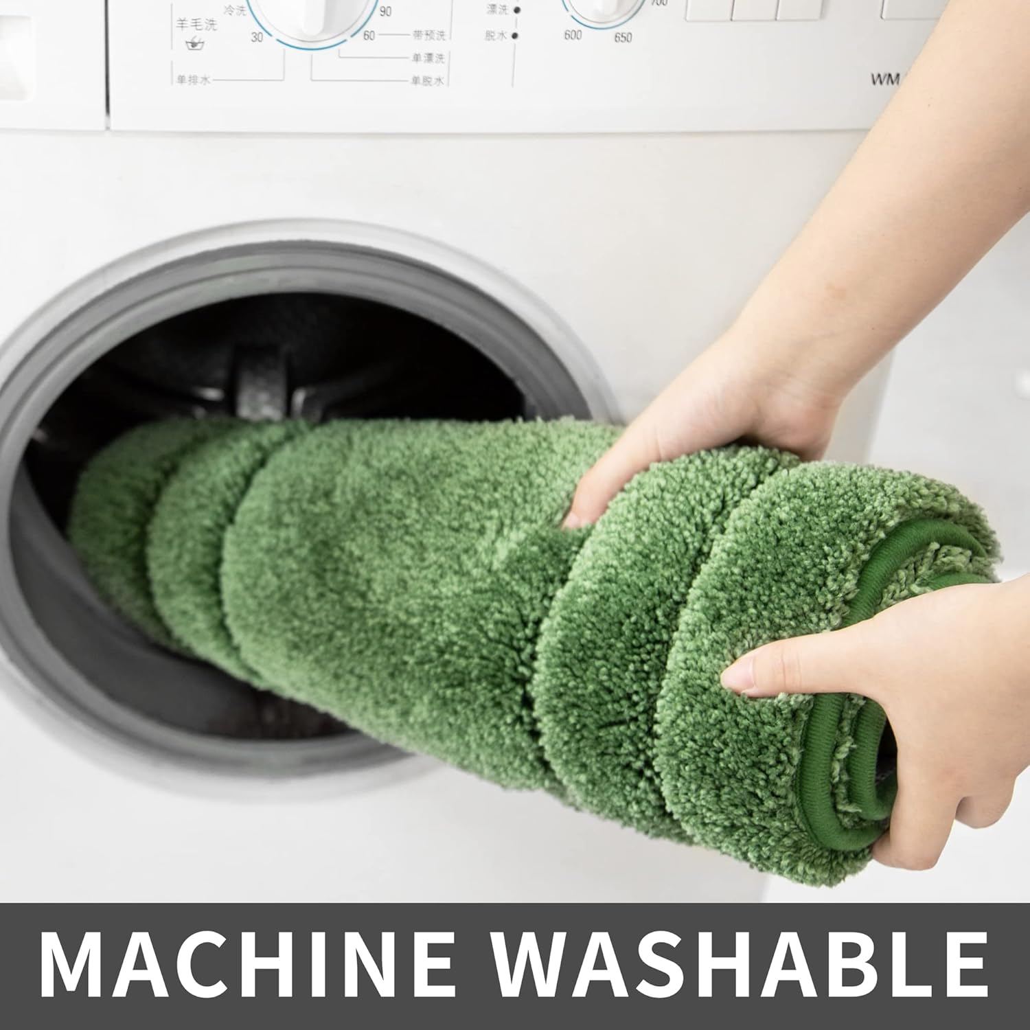 COSY HOMEER Bath Rug Set Green 24x48 Inches