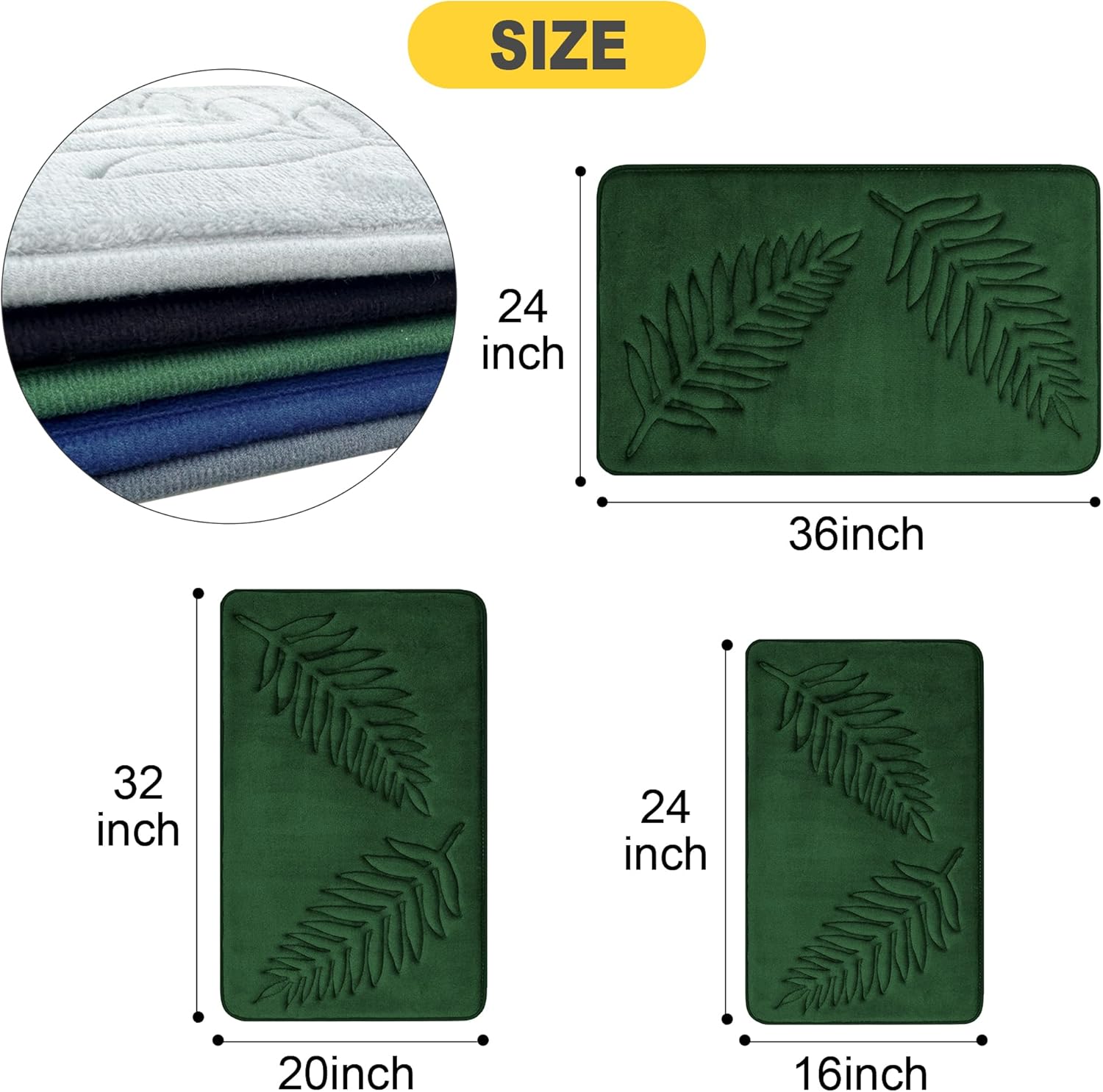 Voofly Memory Foam Bath Mat 32 X 20 Green