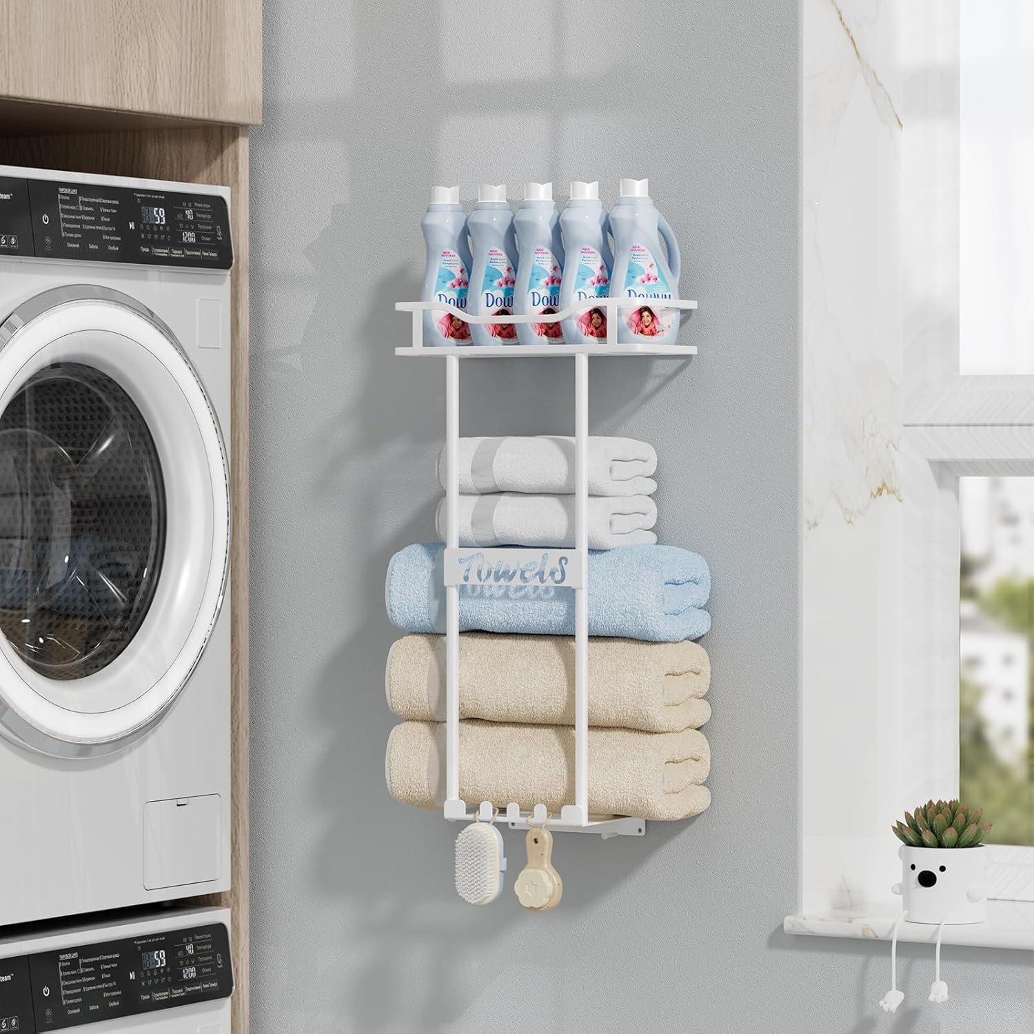 Space-Saving Over-Door Towel Rack - White
