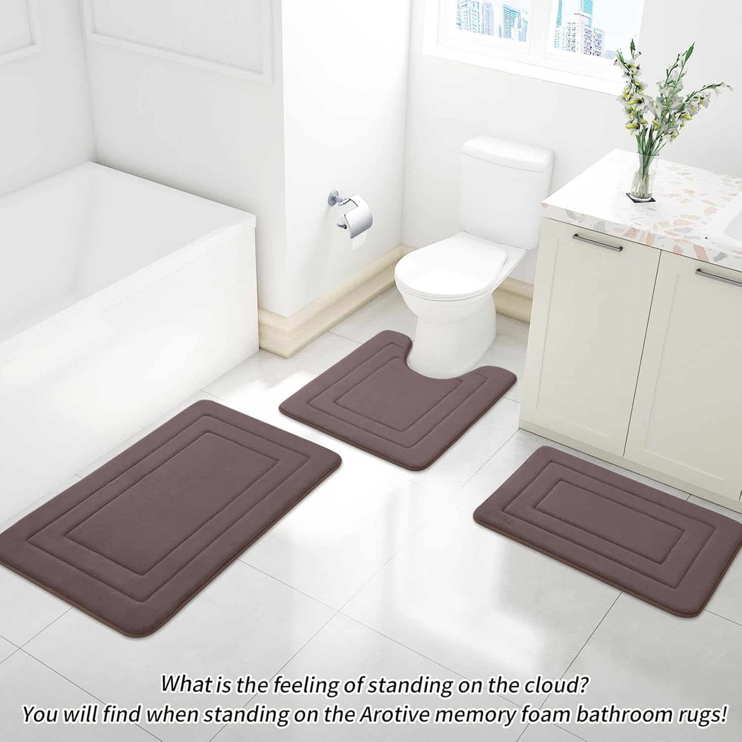 Arotive Memory Foam Bath Rug Mat Ultra Soft 30x20 Brown