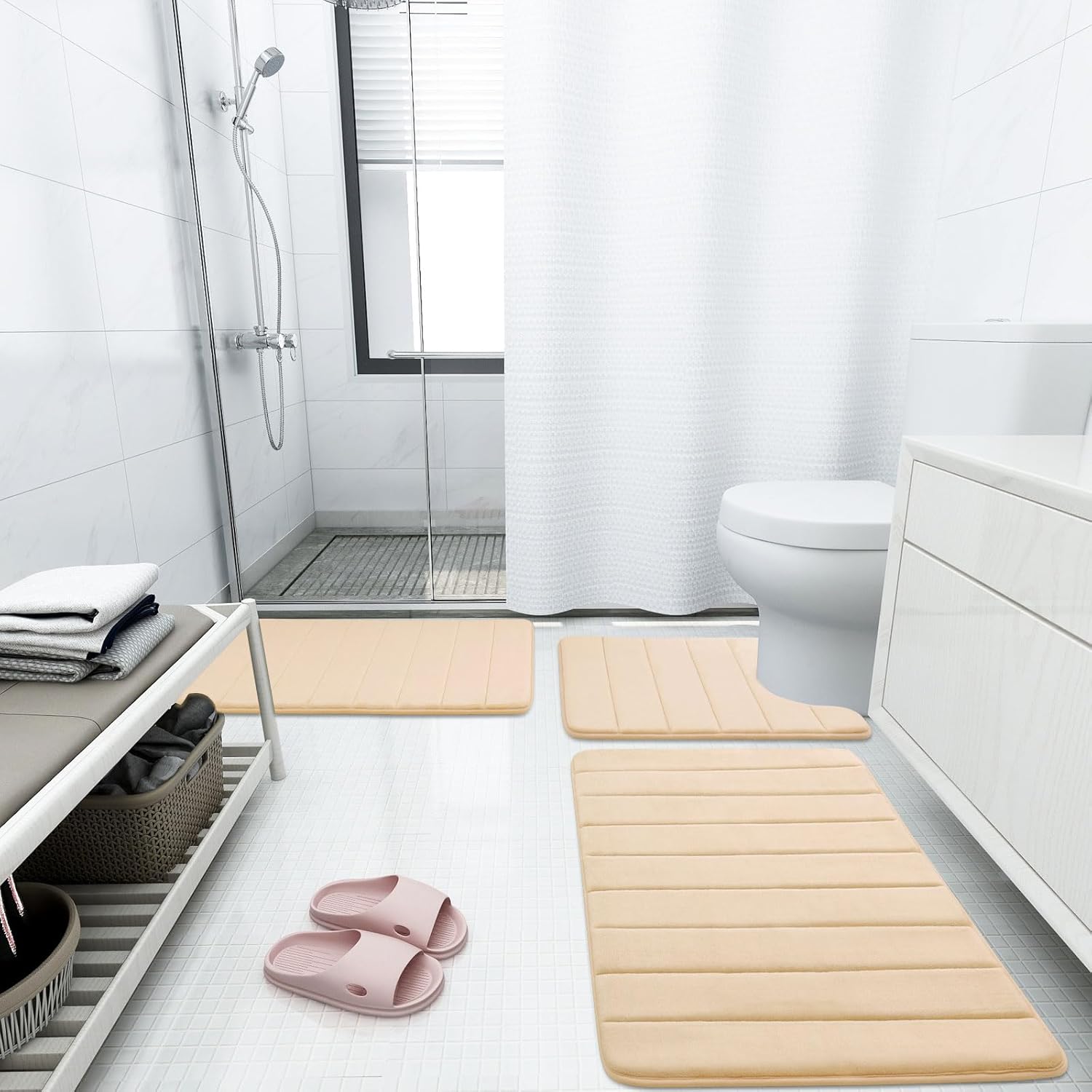 Buganda Memory Foam Bath Mat for Bathroom Shower Tub Soft Durable