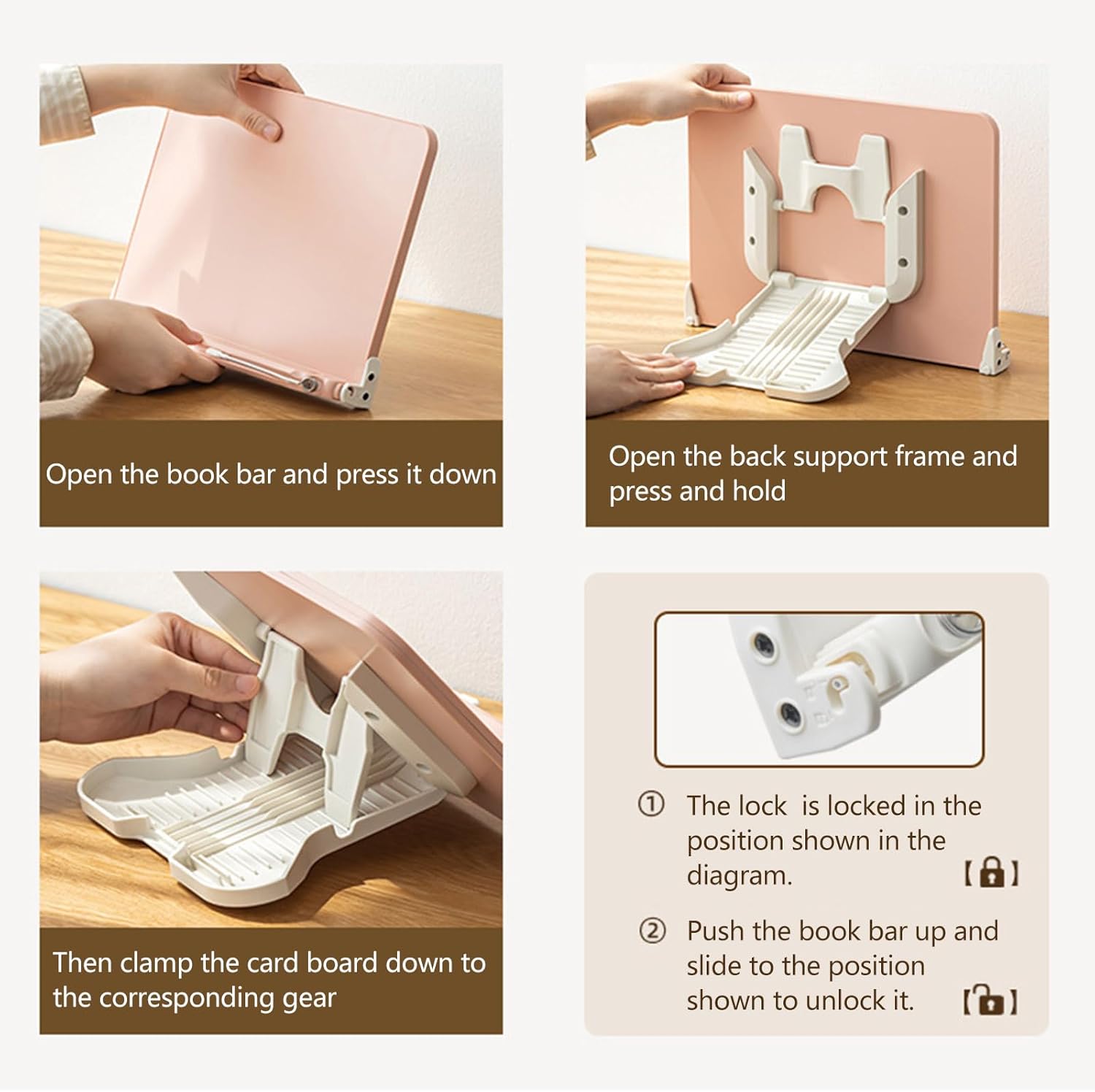 Foldable Cookbooks Stand Adjustable Reading Bracket for Home and School
