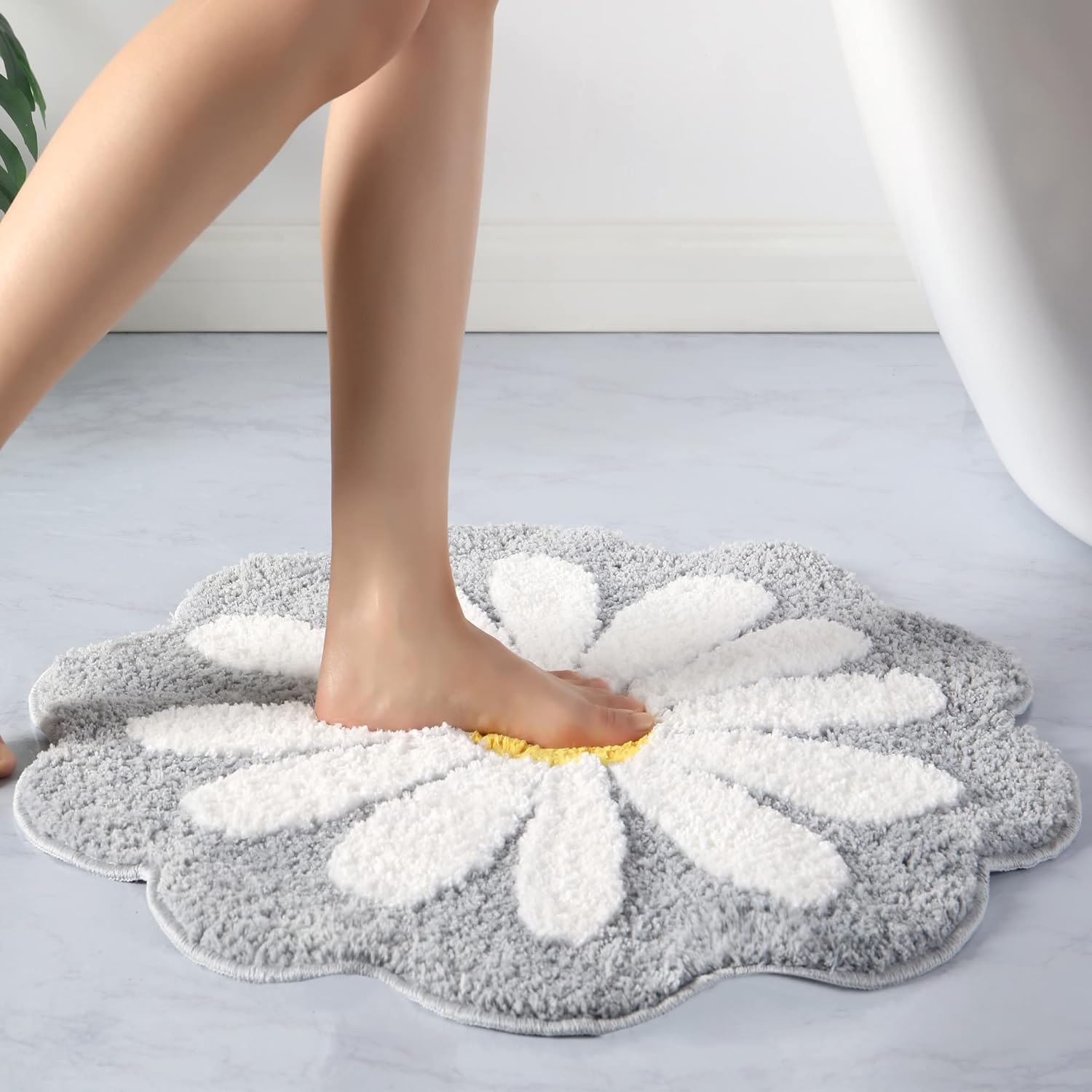 Cute Pink Flower Bath Mat Non-Slip Machine Washable 256x256 inches