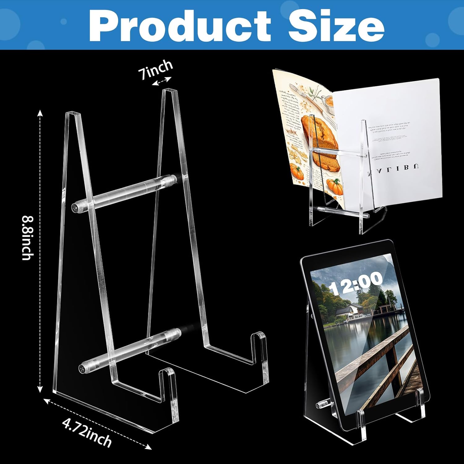 Acrylic Cookbook Stand for Kitchen Recipe Book Holder Tablet Stand