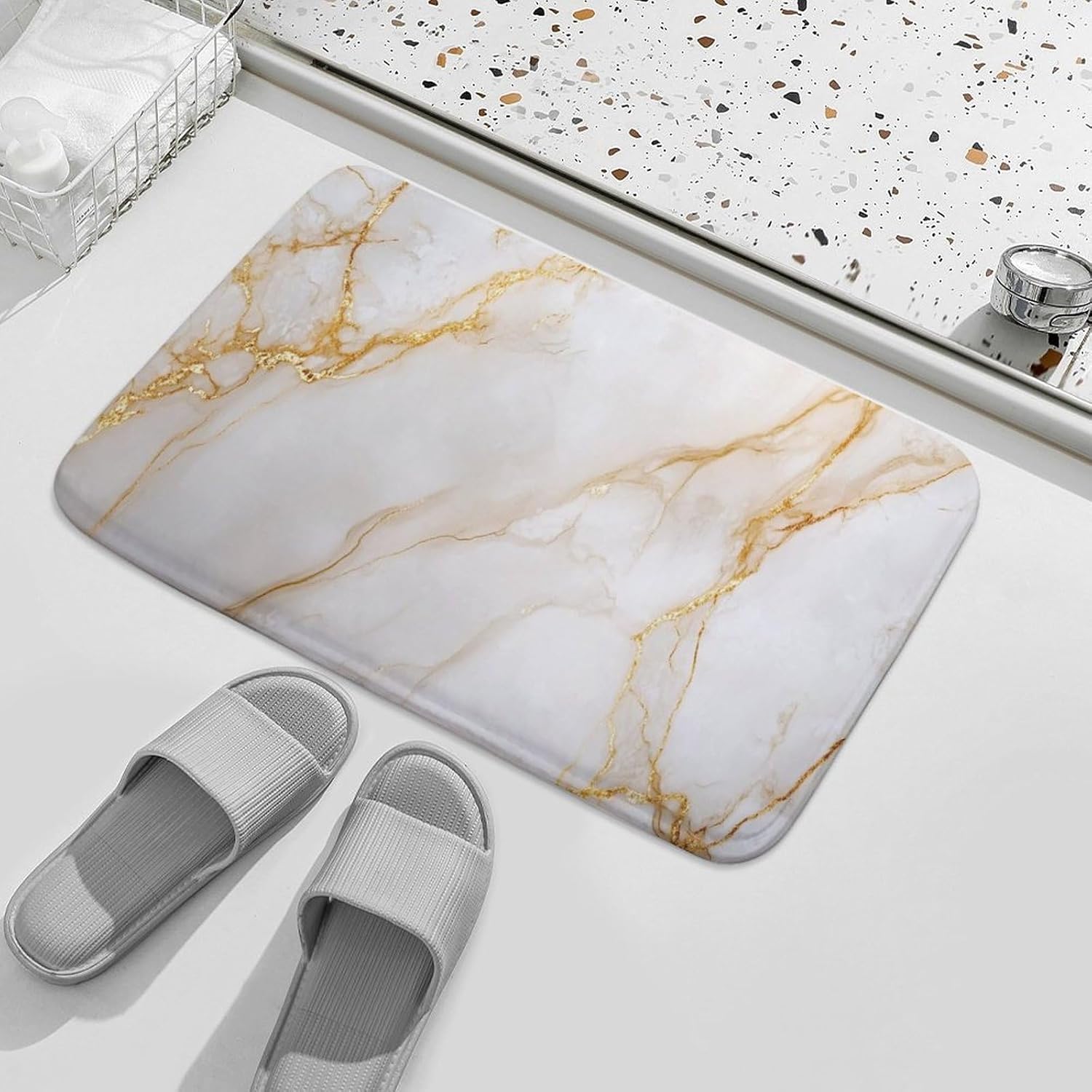 Pale Colours Marble Texture Bathroom Door Rug Mat