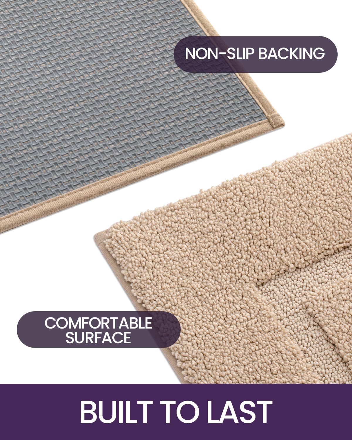 DEXI Bath Rug Microfiber 43x24 Non-Slip Soft Washable