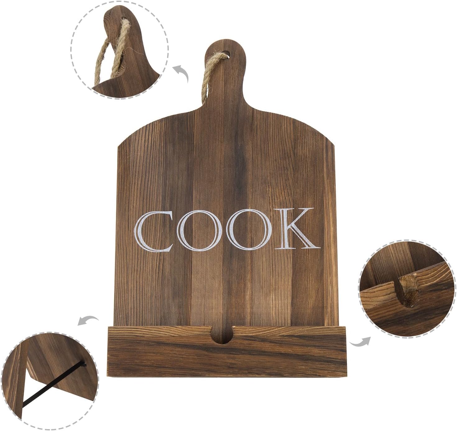 MyGift Brown Wood Cookbook Holder Stand