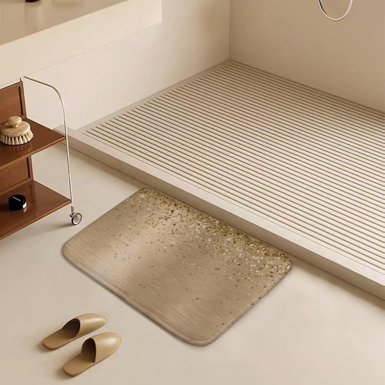 Luxury Gold Bathroom Rug Soft Non-Slip Absorbent for Home Travel