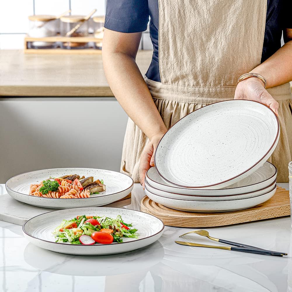 HVH Ceramic Dinner Plate Set 1025-inch White Farmhouse Style