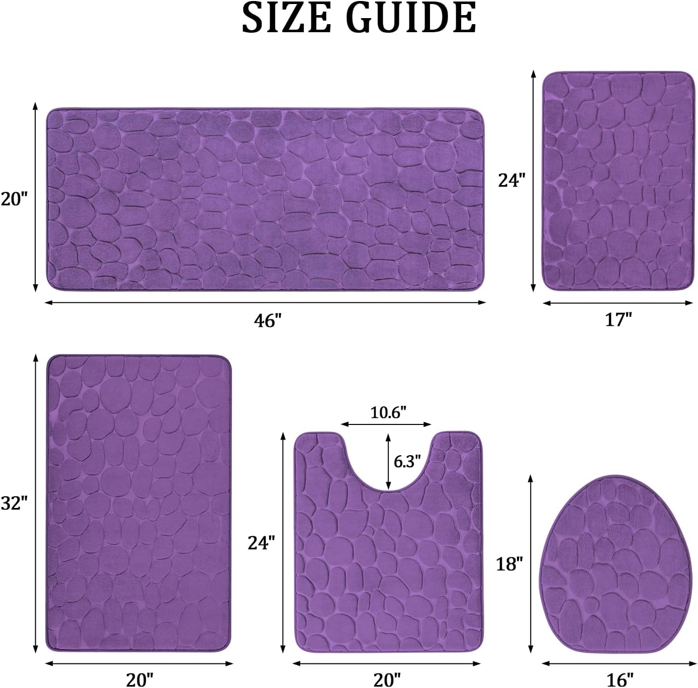 Cobblestone Memory Foam Bathroom Mat Set