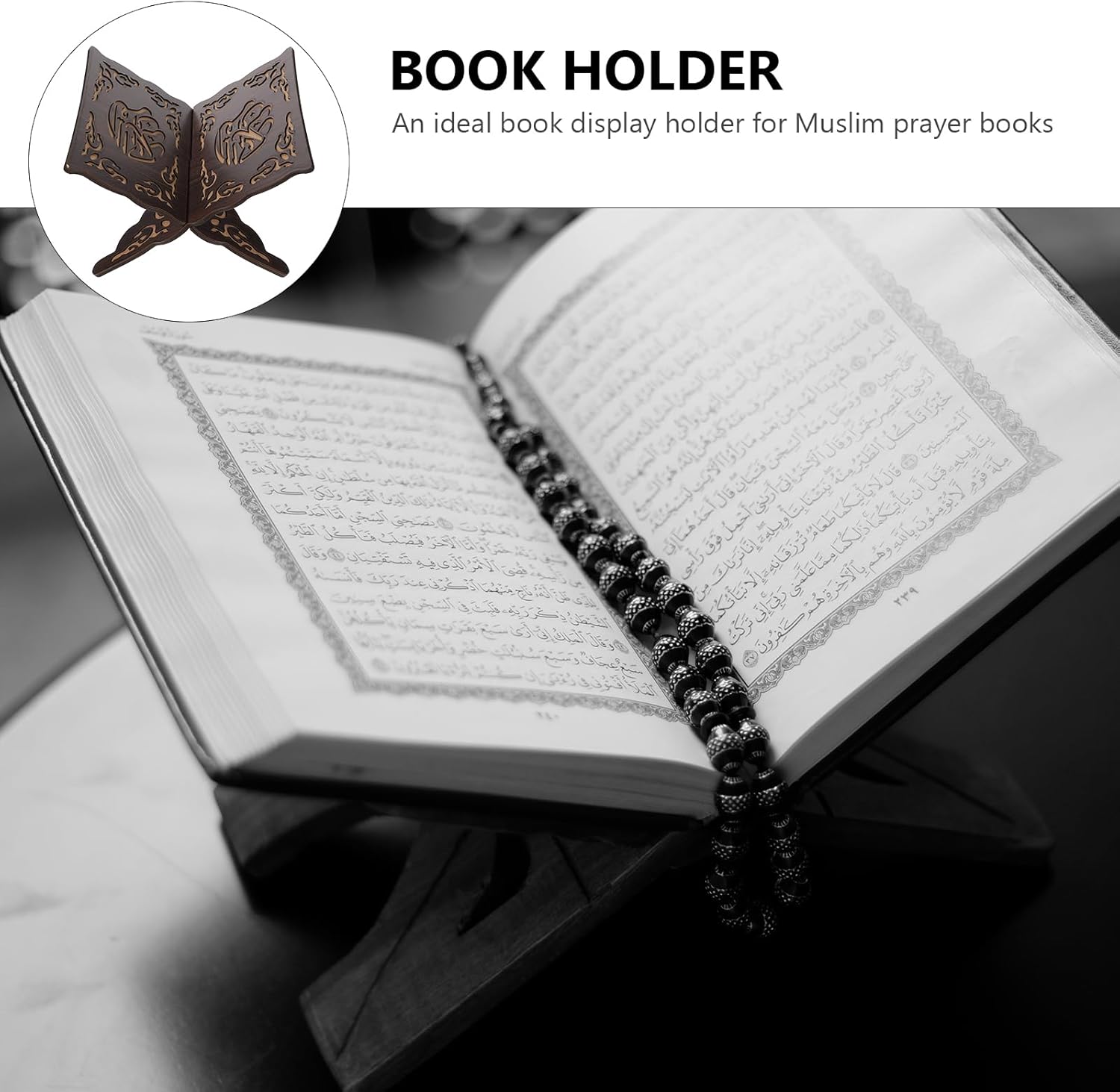 BESTOYARD Wooden Quran Book Stand Foldable Religious Holder