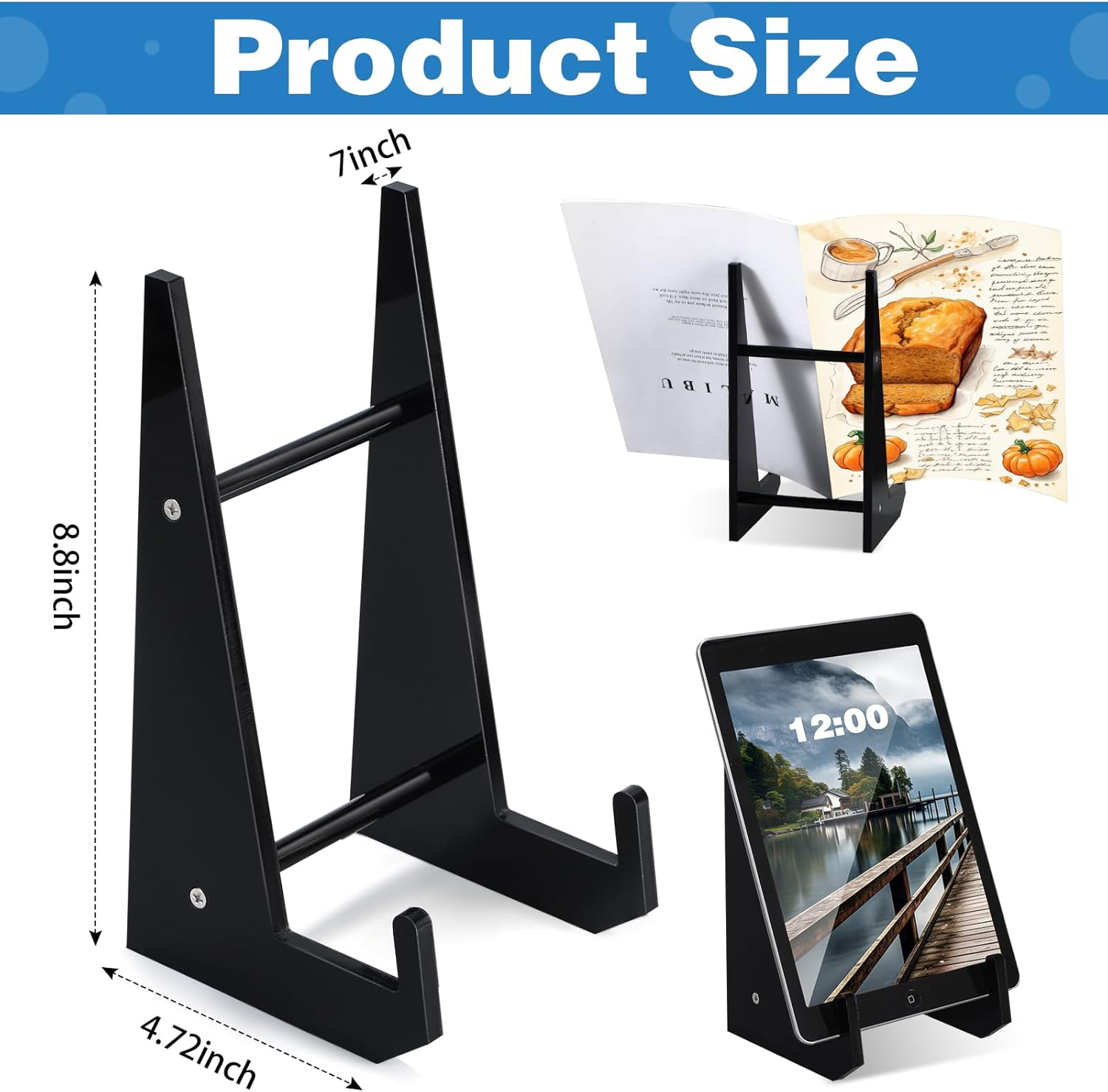 Sturdy Acrylic Cookbook Stand for Kitchen Countertops