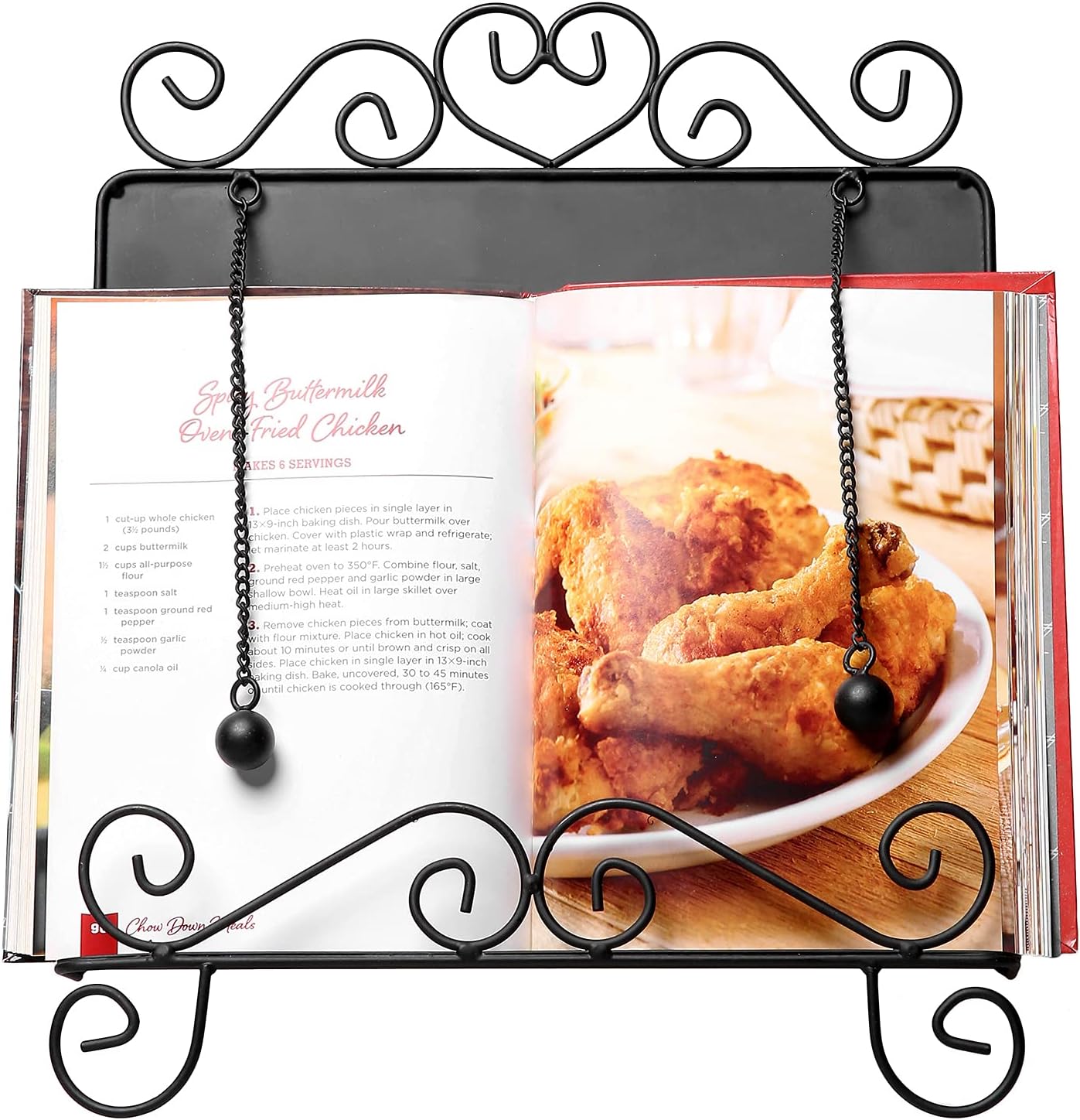 MyGift Black Metal Kitchen Cookbook Stand