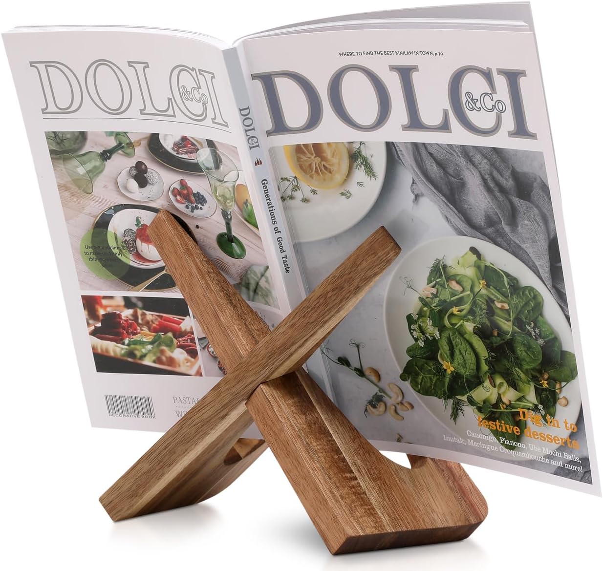 Comfify Acacia Wooden Cookbook Stand - Rustic Functional