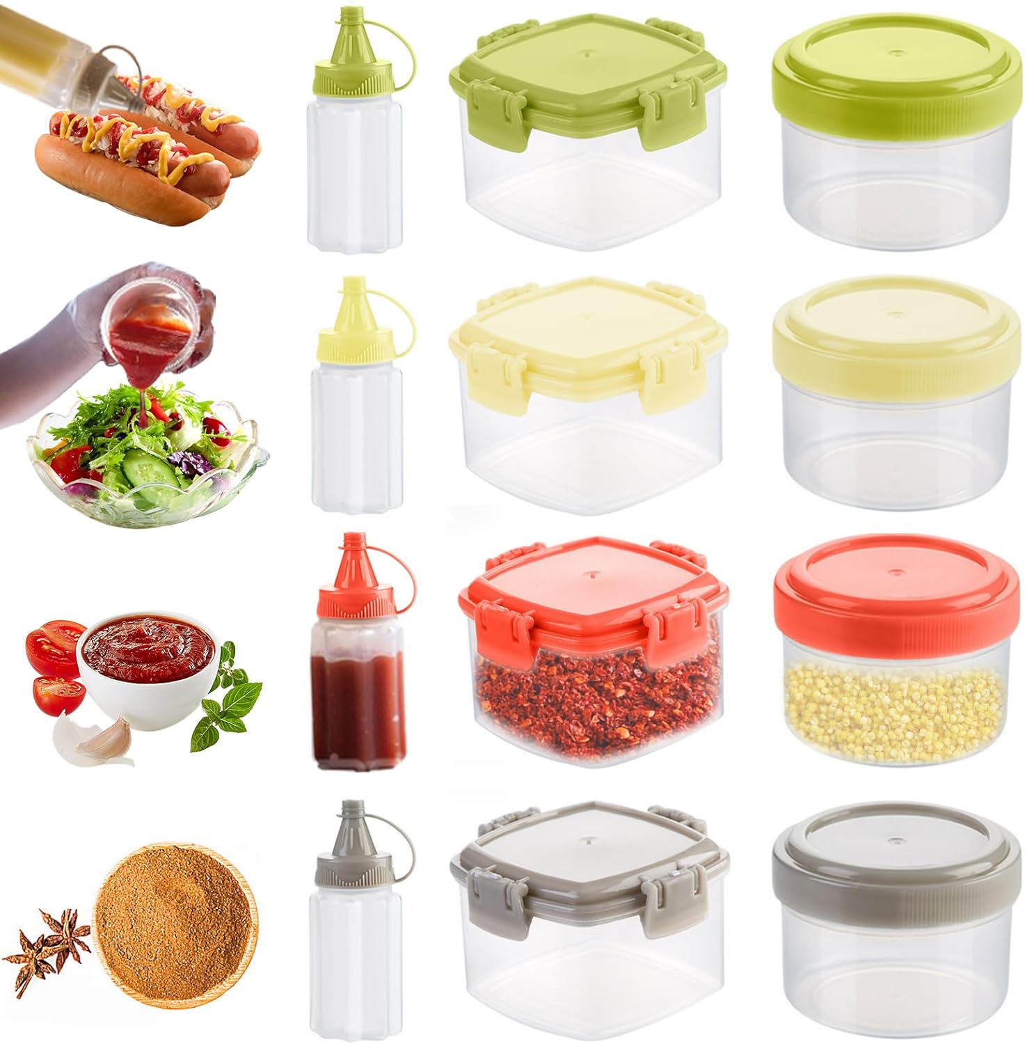 homimor 12Pack Mini Plastic Sauce Squeeze Bottles