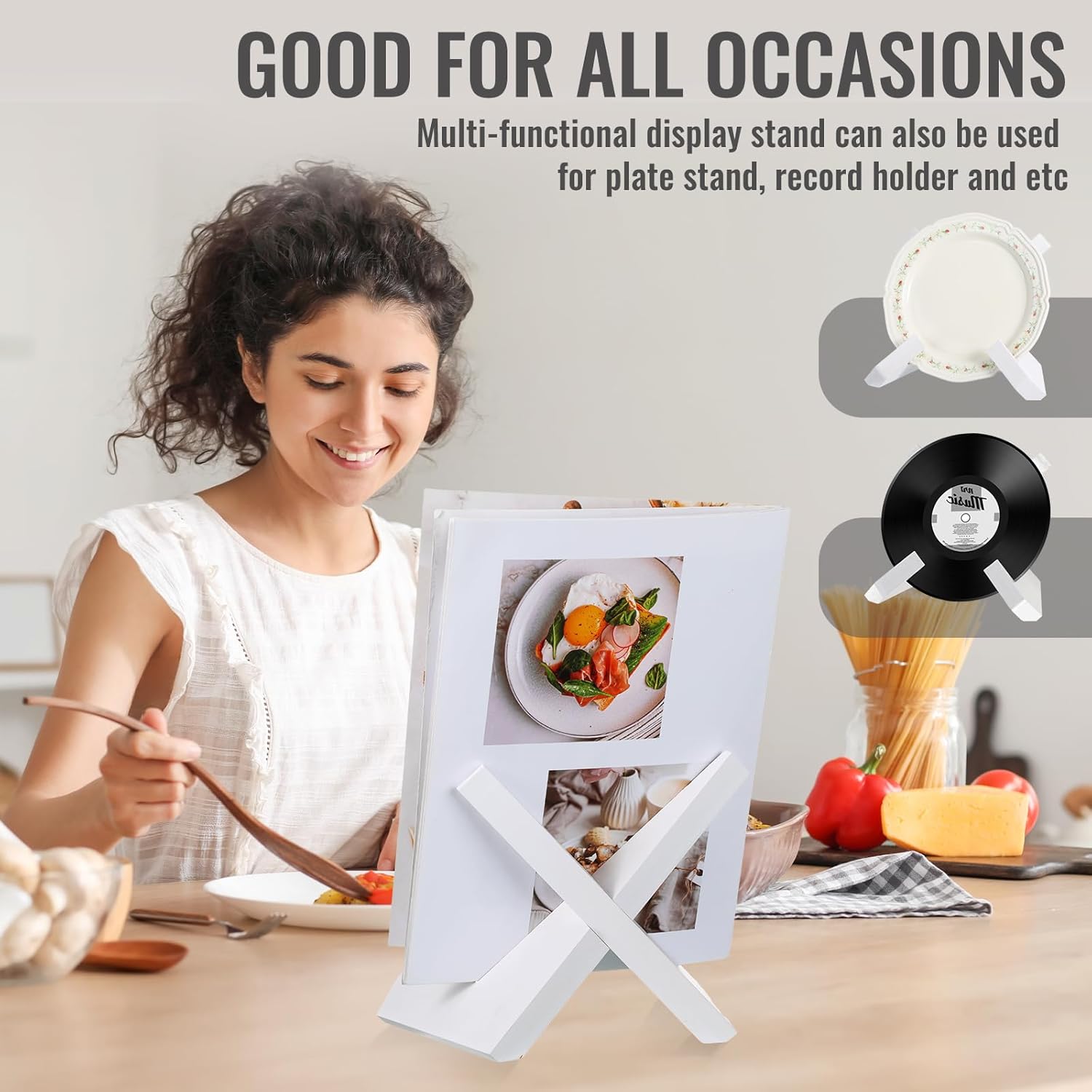 Sunnychicc Bamboo Cookbook Stand with Tablet Holder 1