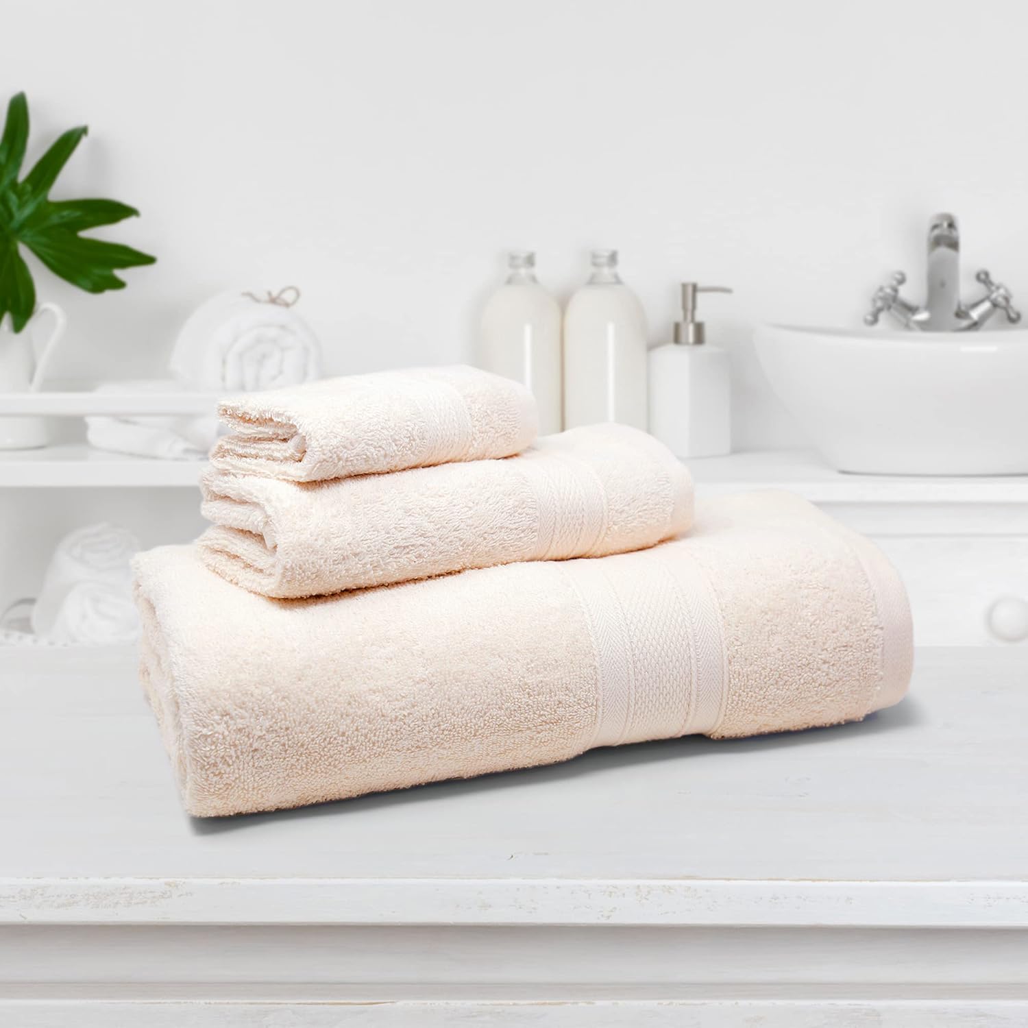 Luxury 100 Cotton Towels Set for Bathroom Use