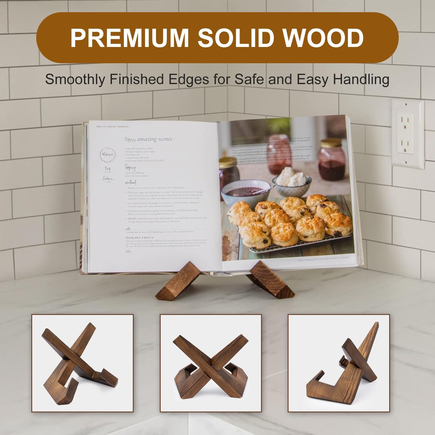 Rustic Wooden Cookbook Stand