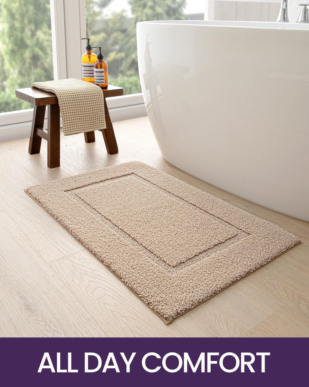 DEXI Bath Rug Microfiber 43x24 Non-Slip Soft Washable