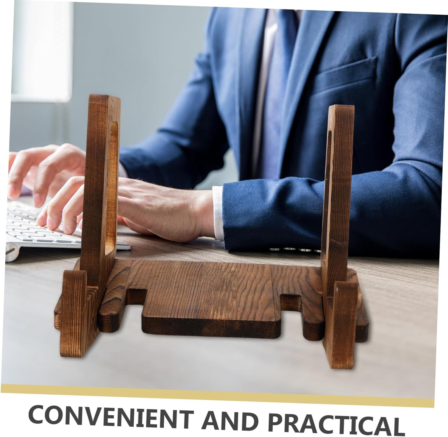 Elegant Wooden Book Recipe Stand Multi-Use Kitchen Organizer