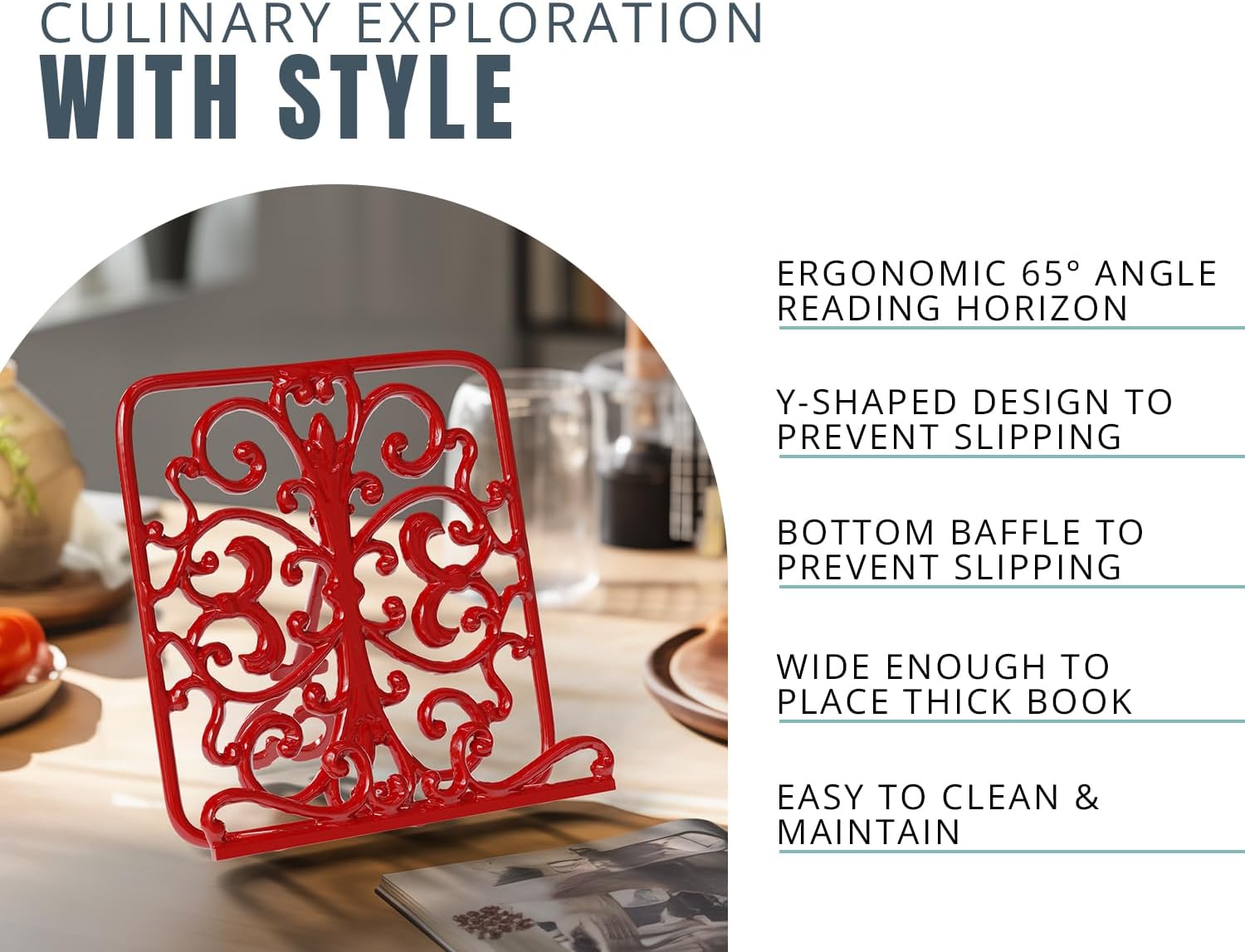 Comfify Cast Iron Recipe Stand - Durable Elegant for Kitchen Convenience