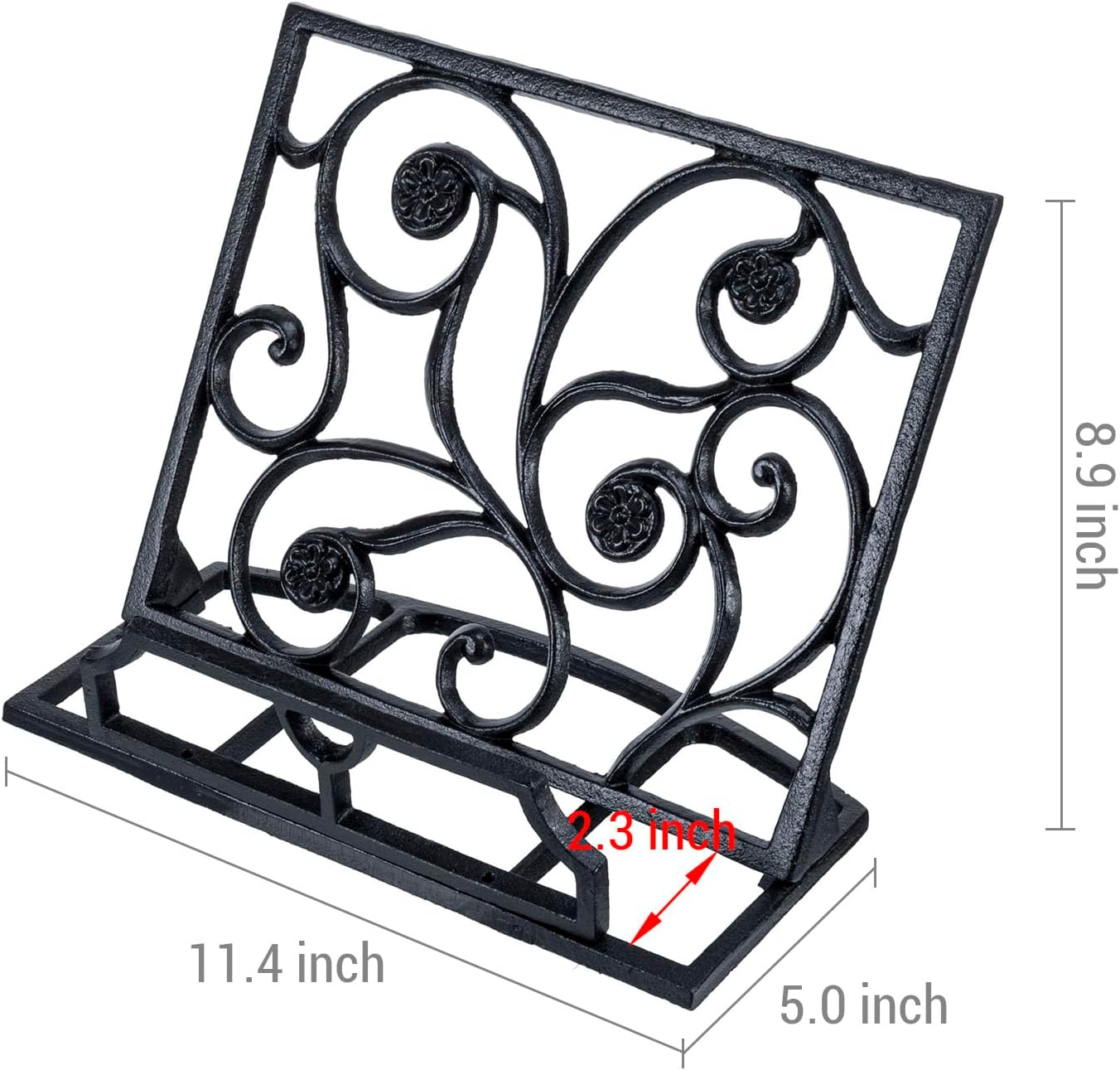 Stylish Black Cast Iron Cookbook Holder for Kitchen Use