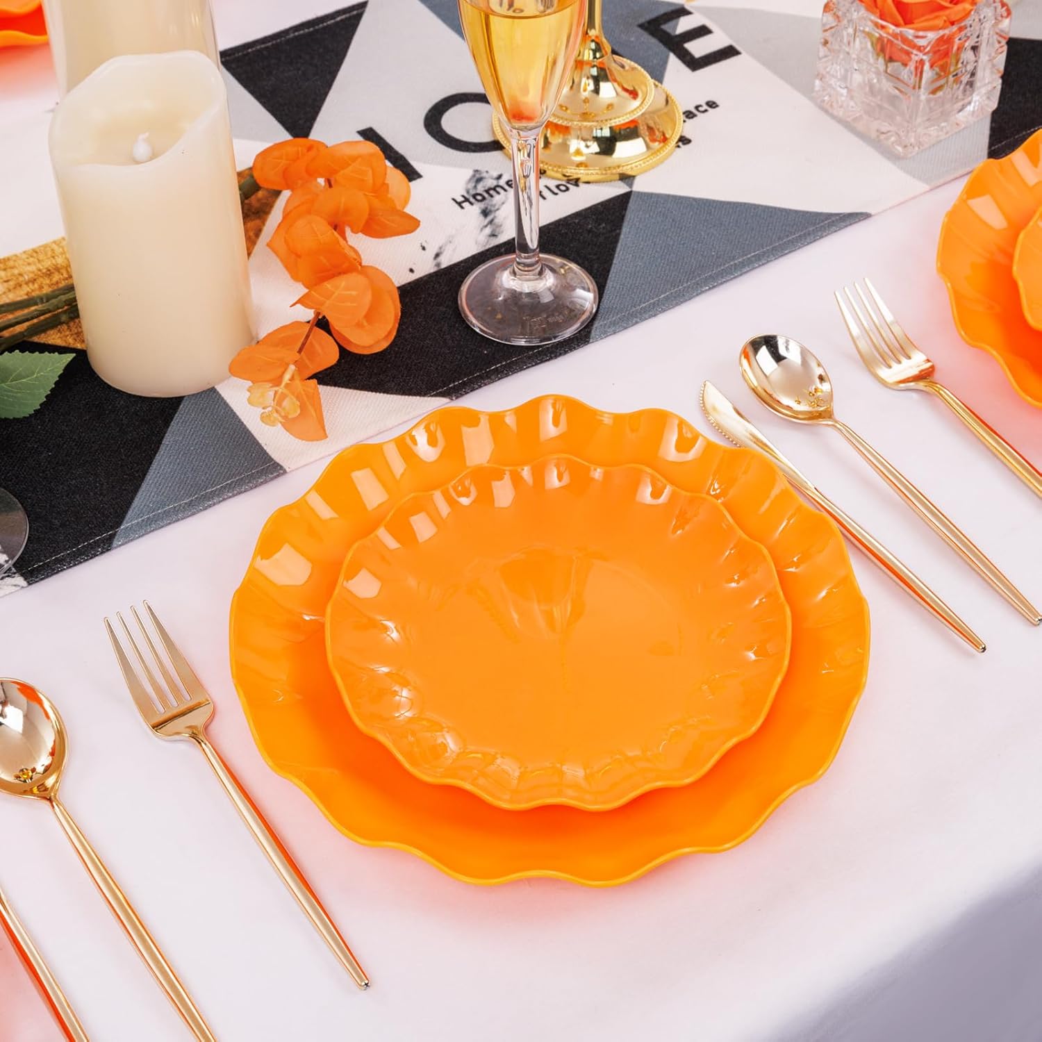 24-Piece Heavy-Duty Orange Plates
