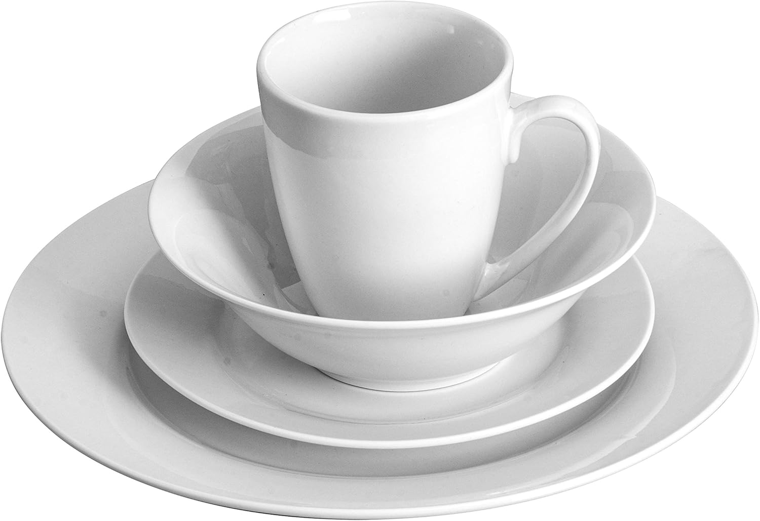 Gibson Home Amelia Court White Round Dinnerware Set 4 Service 16pcs