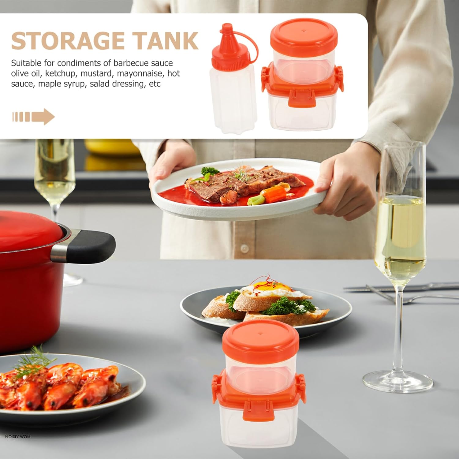 Luxshiny 12Pc Condiment Squeeze Bottle Set Red