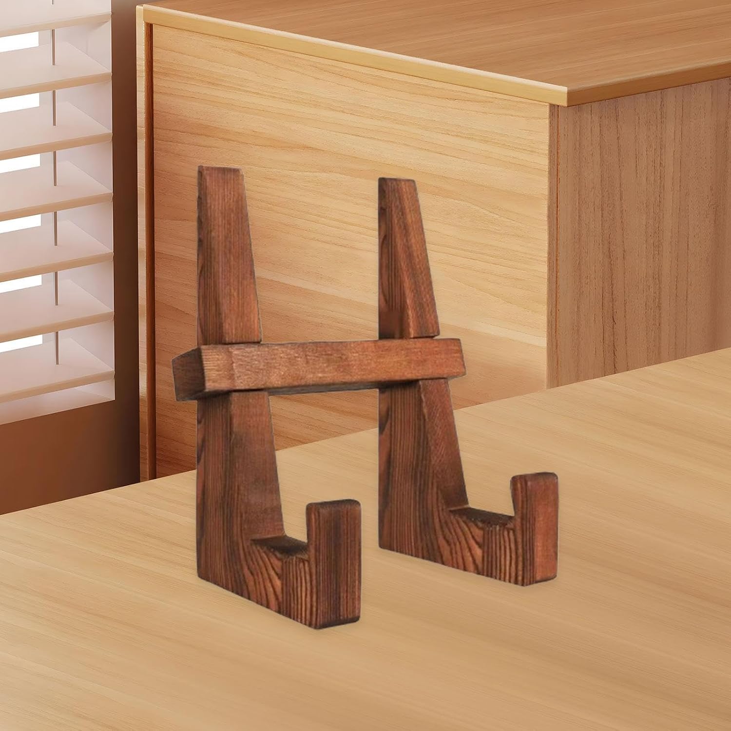Rustic Wooden Cookbook Holder for Kitchen