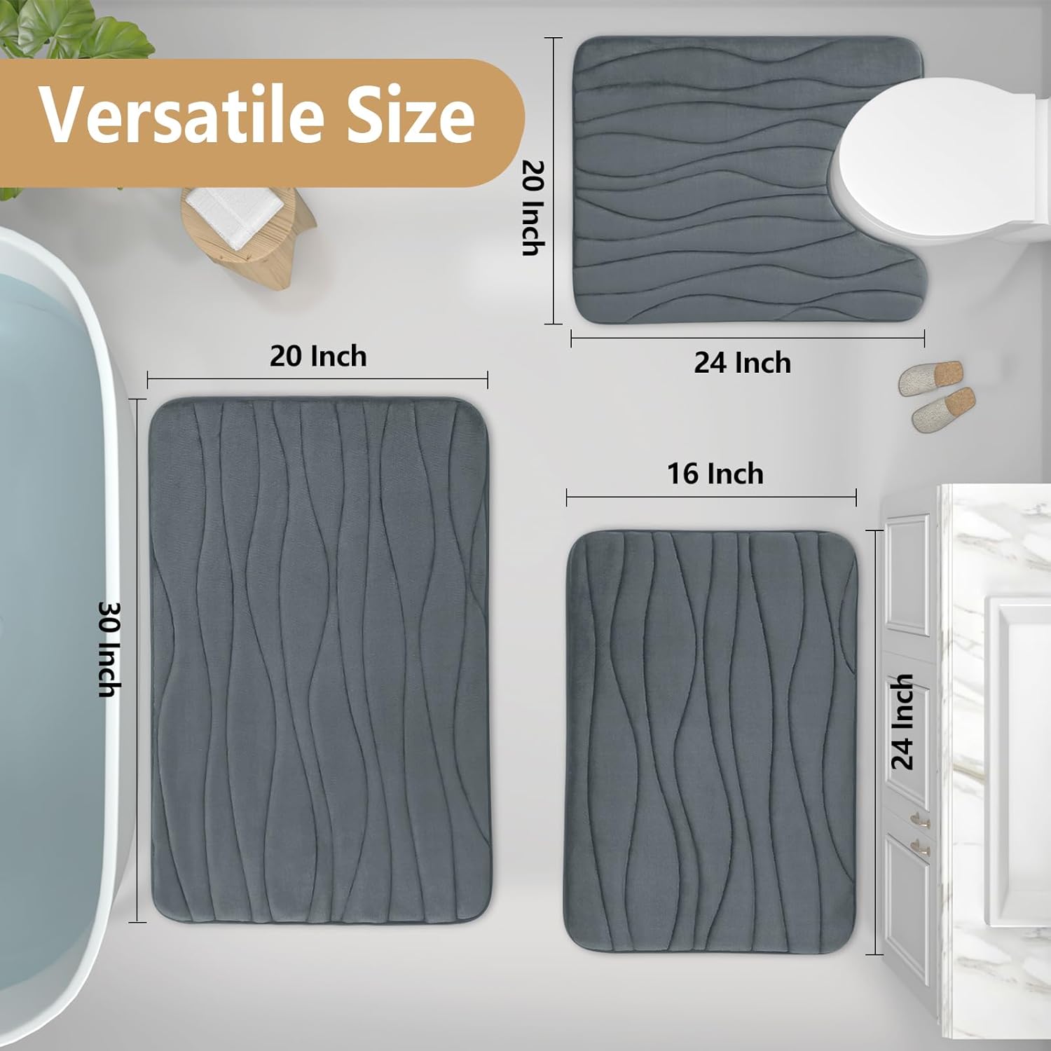 Buganda Memory Foam Bath Mat 36x24
