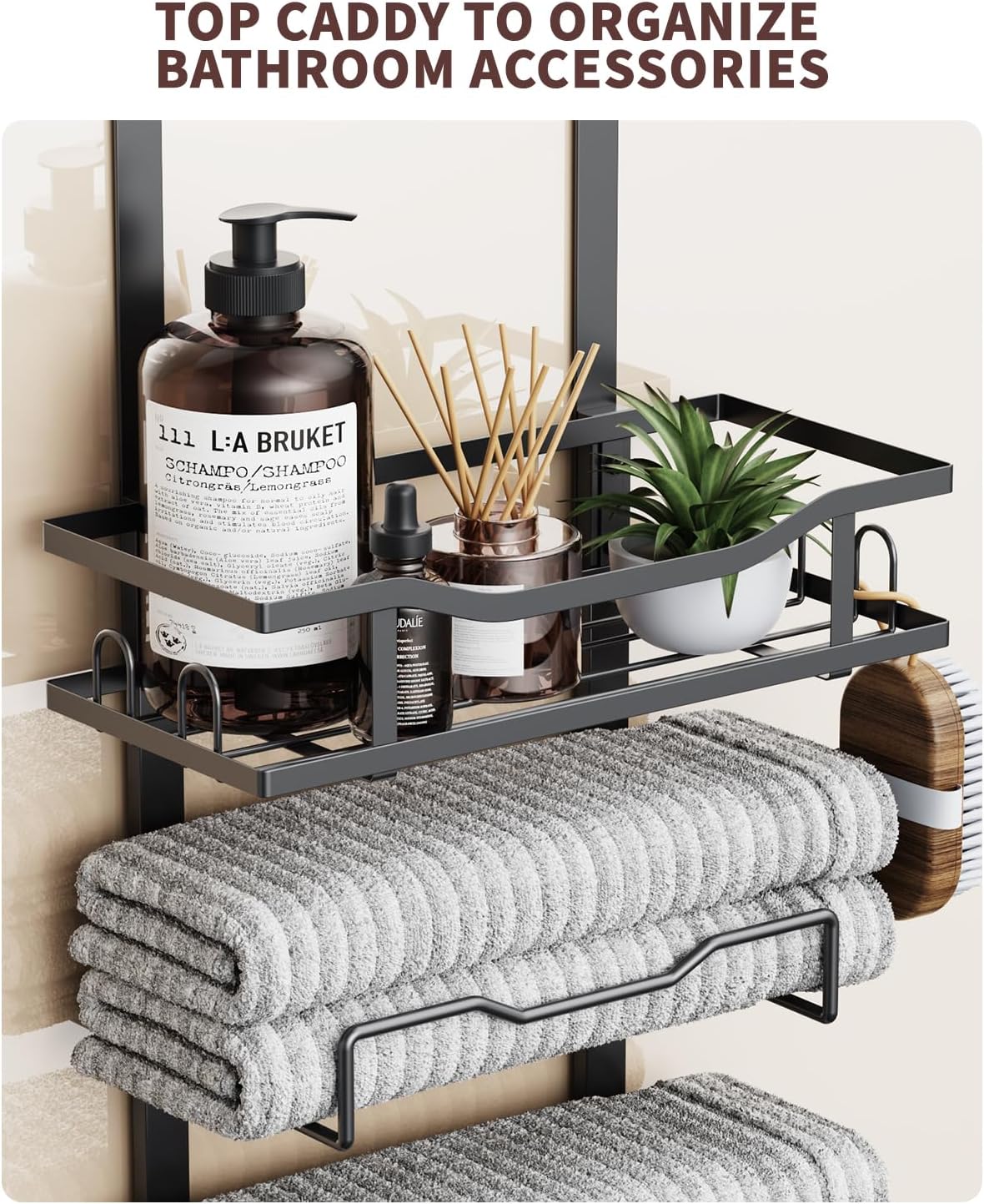 Aetyord No-Drill Bath Towel Rack - Black