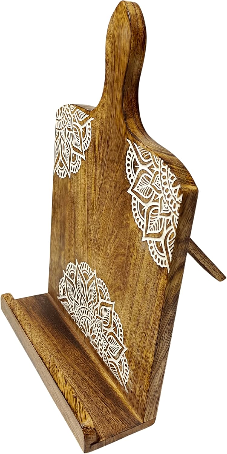Adjustable Wooden CookBook Stand with iPad Holder