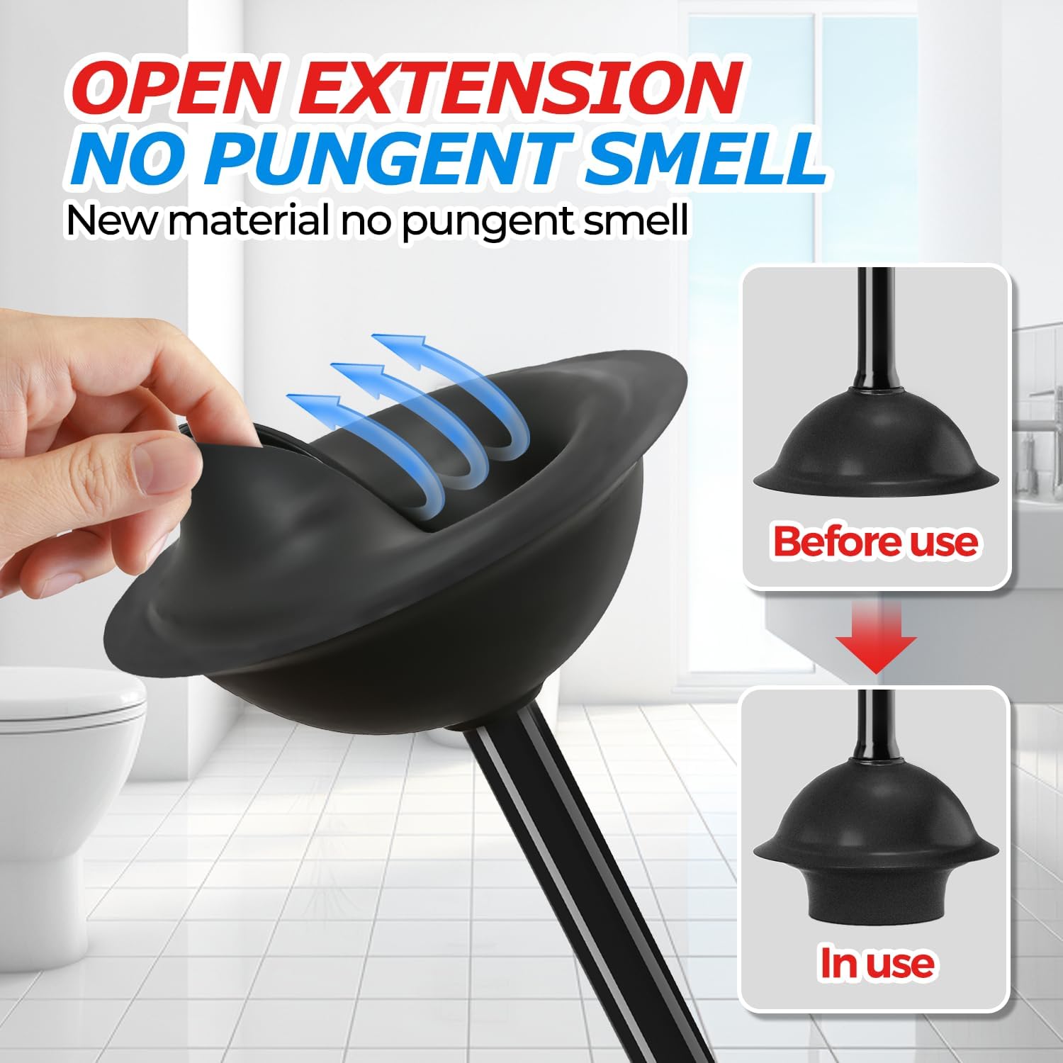 FORASTO 2-Pack Toilet Plunger With Holder Black