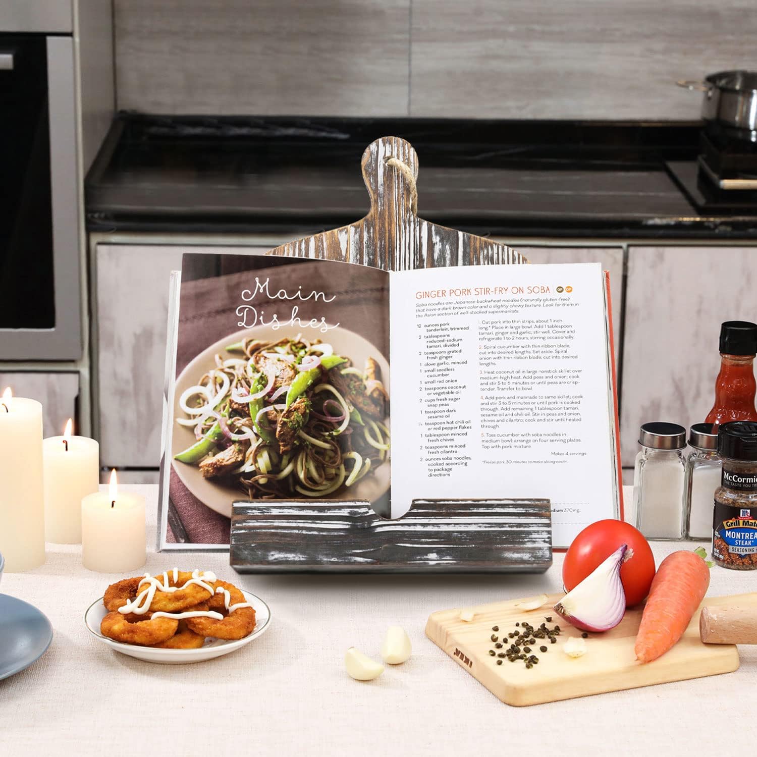 Rustic Wooden FarmhouseCookbook Stand