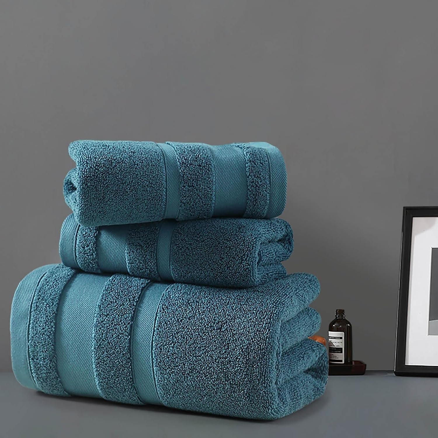 Pure Cotton Soft Bath Towels Blue 28x14