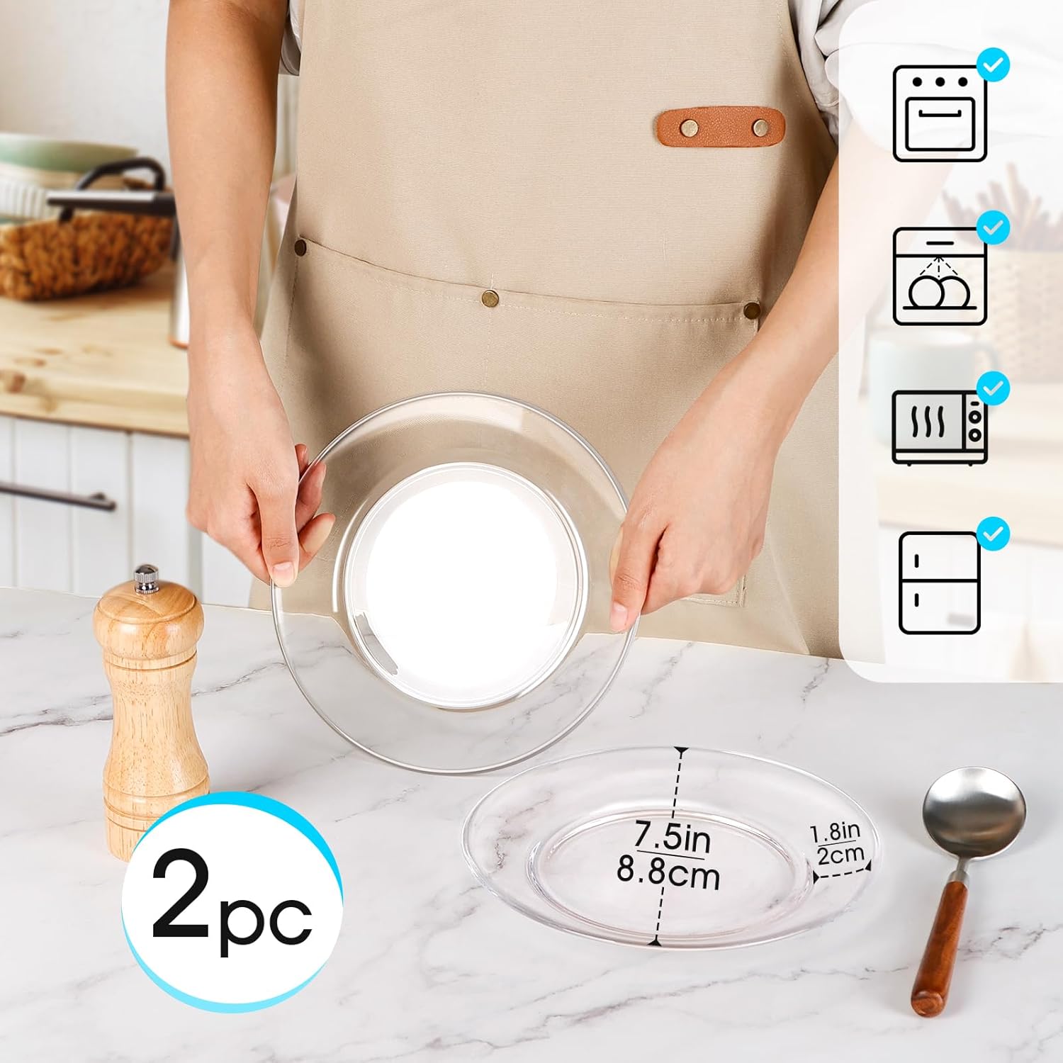 NATURAL GLASS PLATES CLEAR DINNER PLATE SET