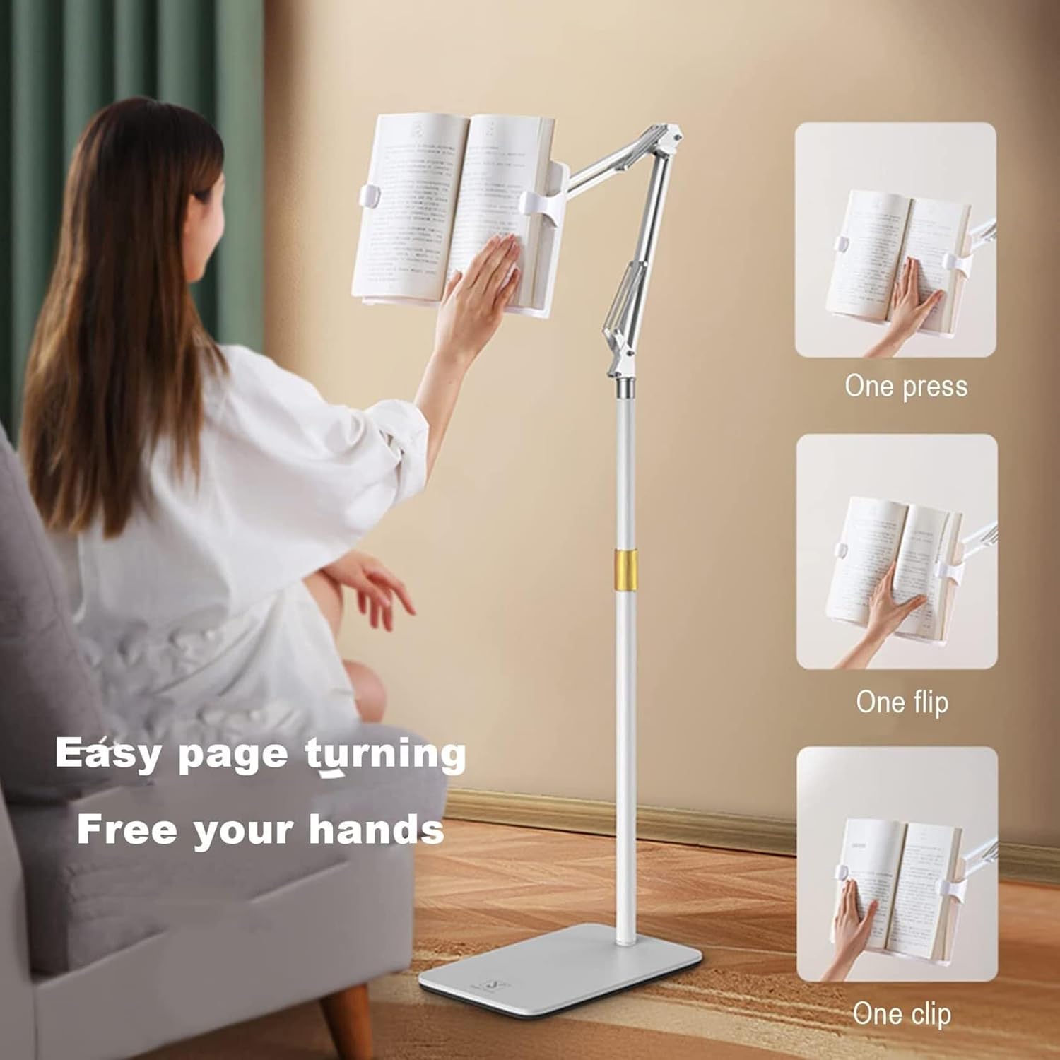 Adjustable Floor BookStanding for Reading Books and Cookbooks
