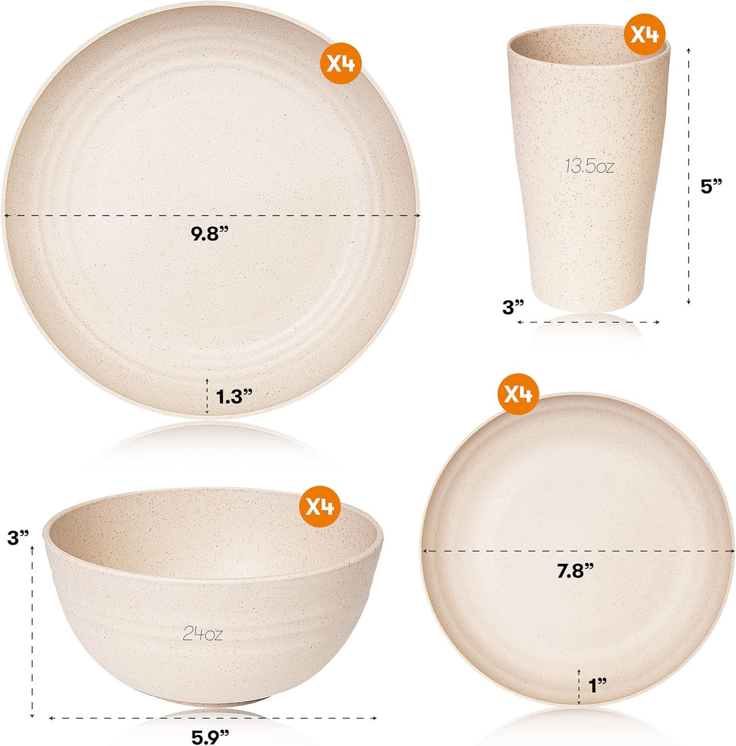 Premium Wheat Straw Dinnerware Sets for Home Camping Use