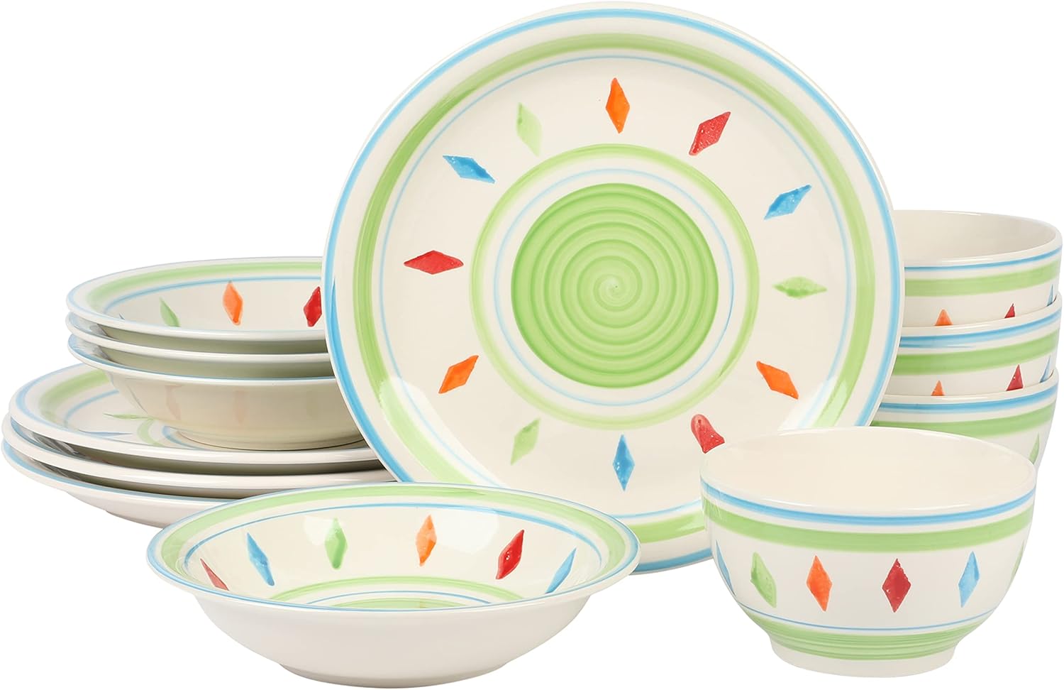 Heidy Hand Painted Dinnerware Set - Green