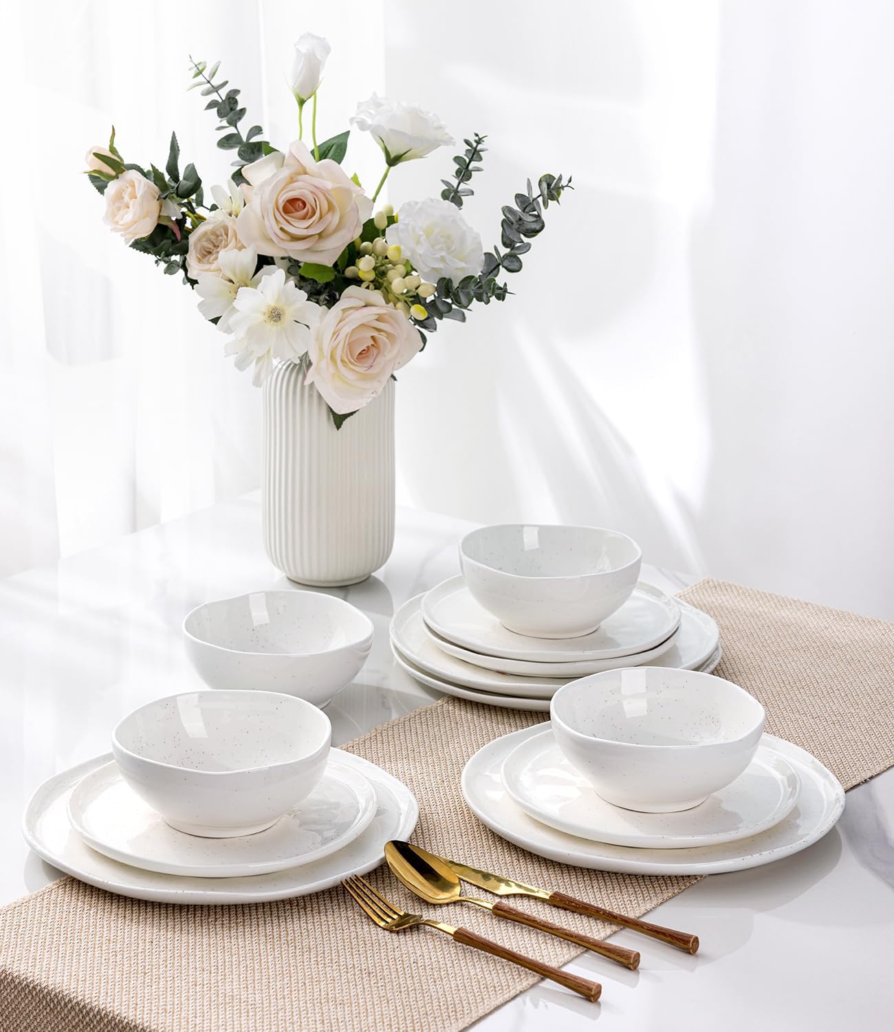 Elegant Ceramic Dinnerware Set for 4 Safe Durable