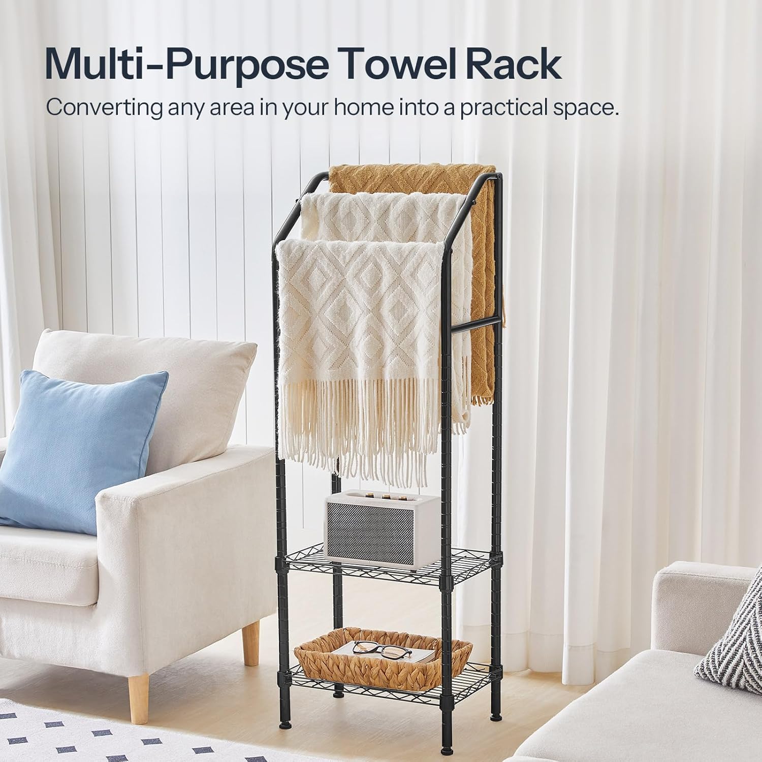 HOOBRO 478 Tall Freestanding Towel Rack with 3 Tiers