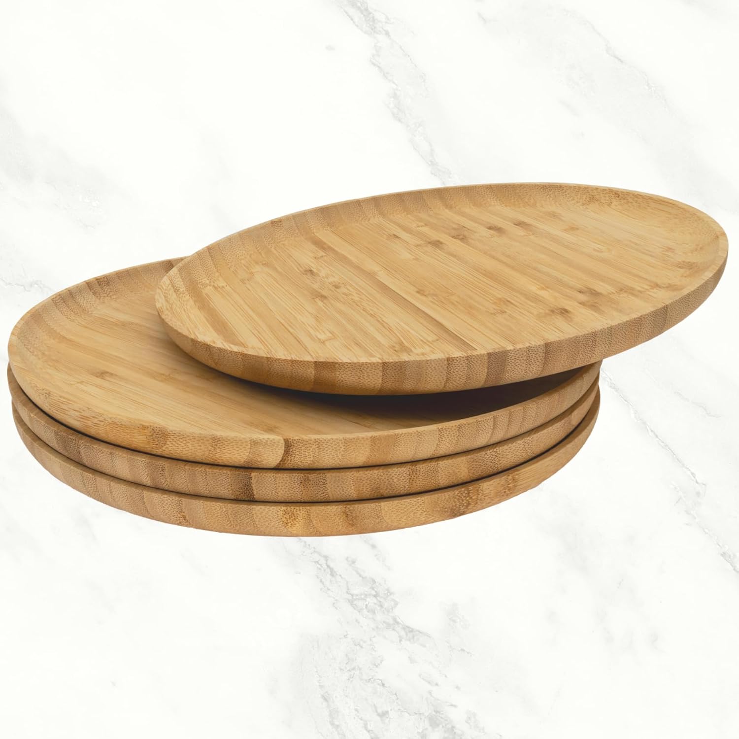 Eco-Friendly Bamboo Wood Plates Set Durable Dinner and Serving Trays