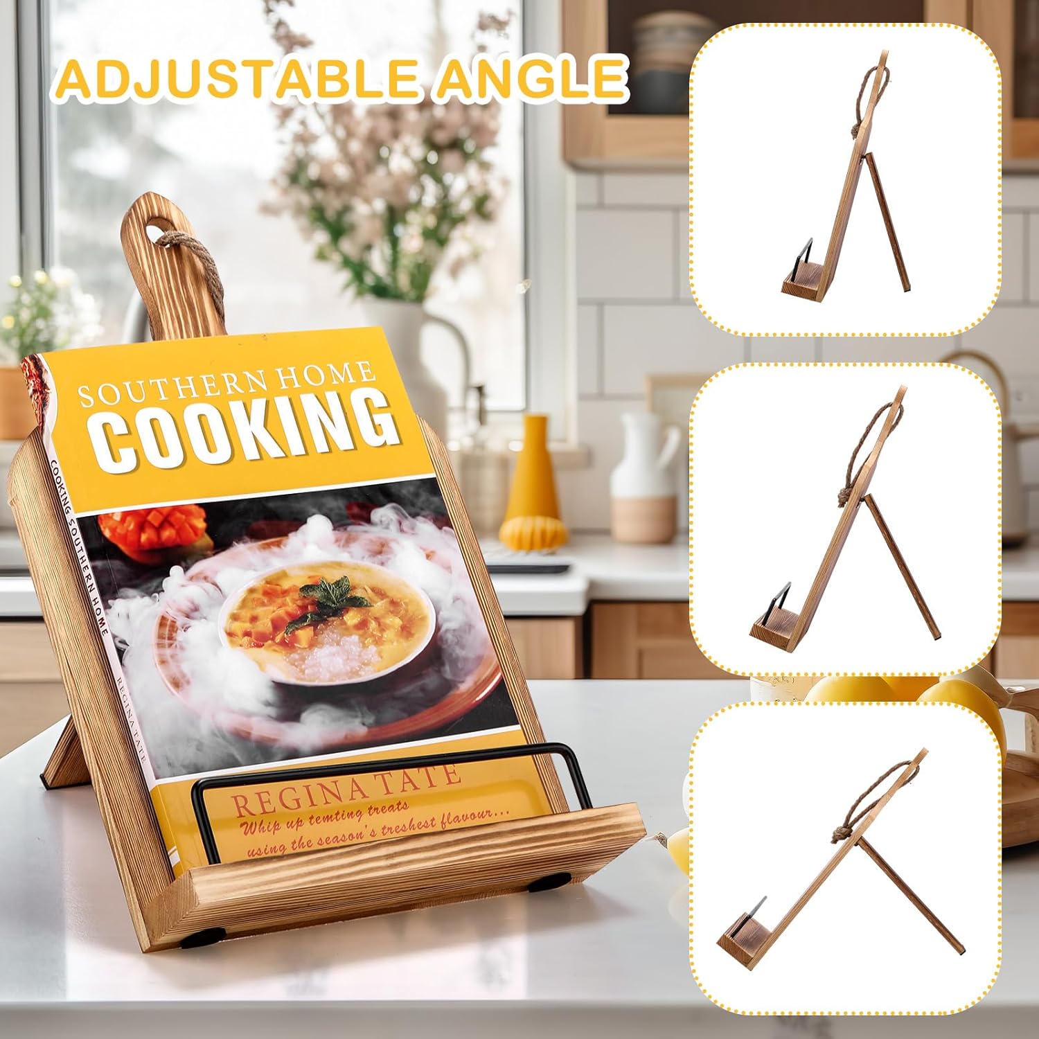 2 Pcs Rustic Pine Adjustable Cooking Stand for Women