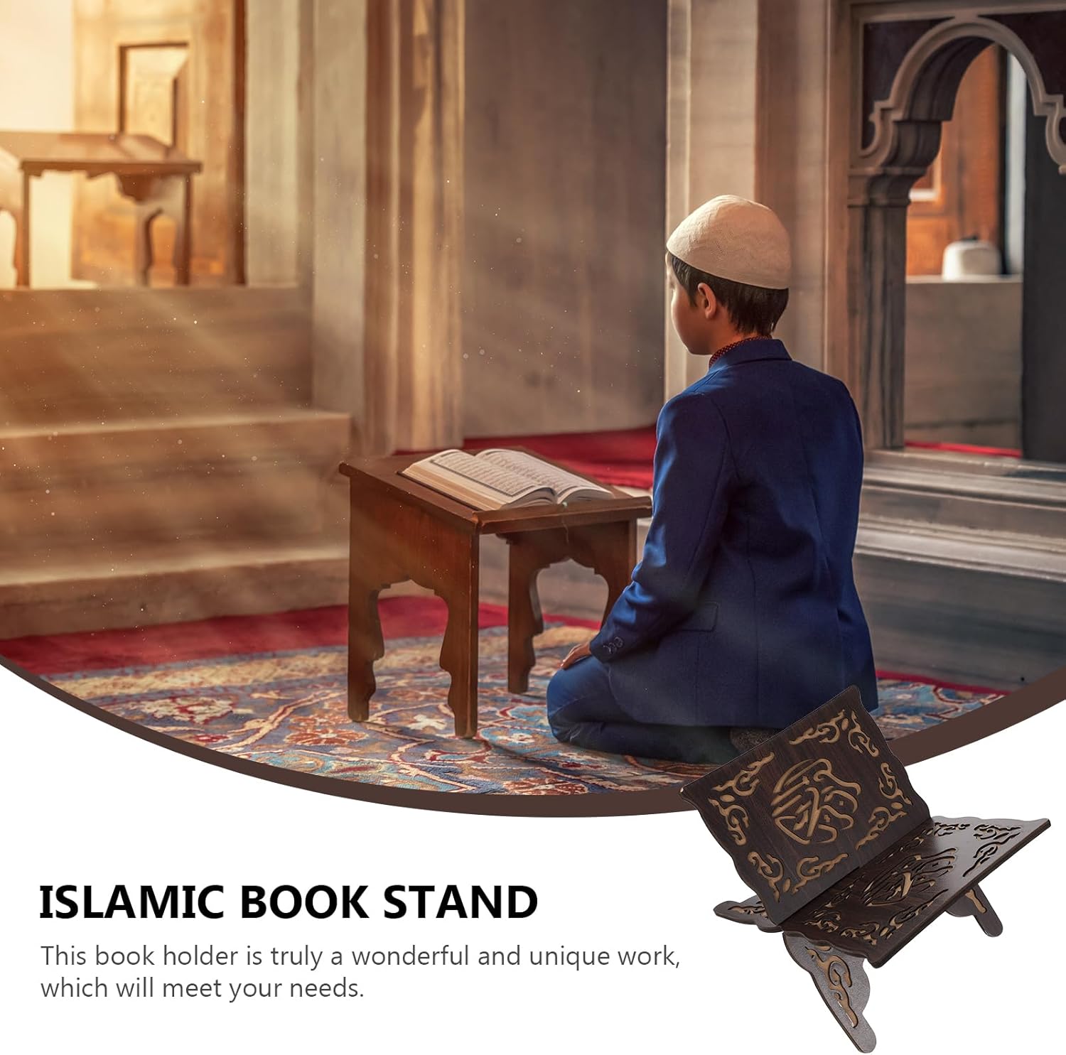 BESTOYARD Wooden Quran Book Stand Foldable Religious Holder