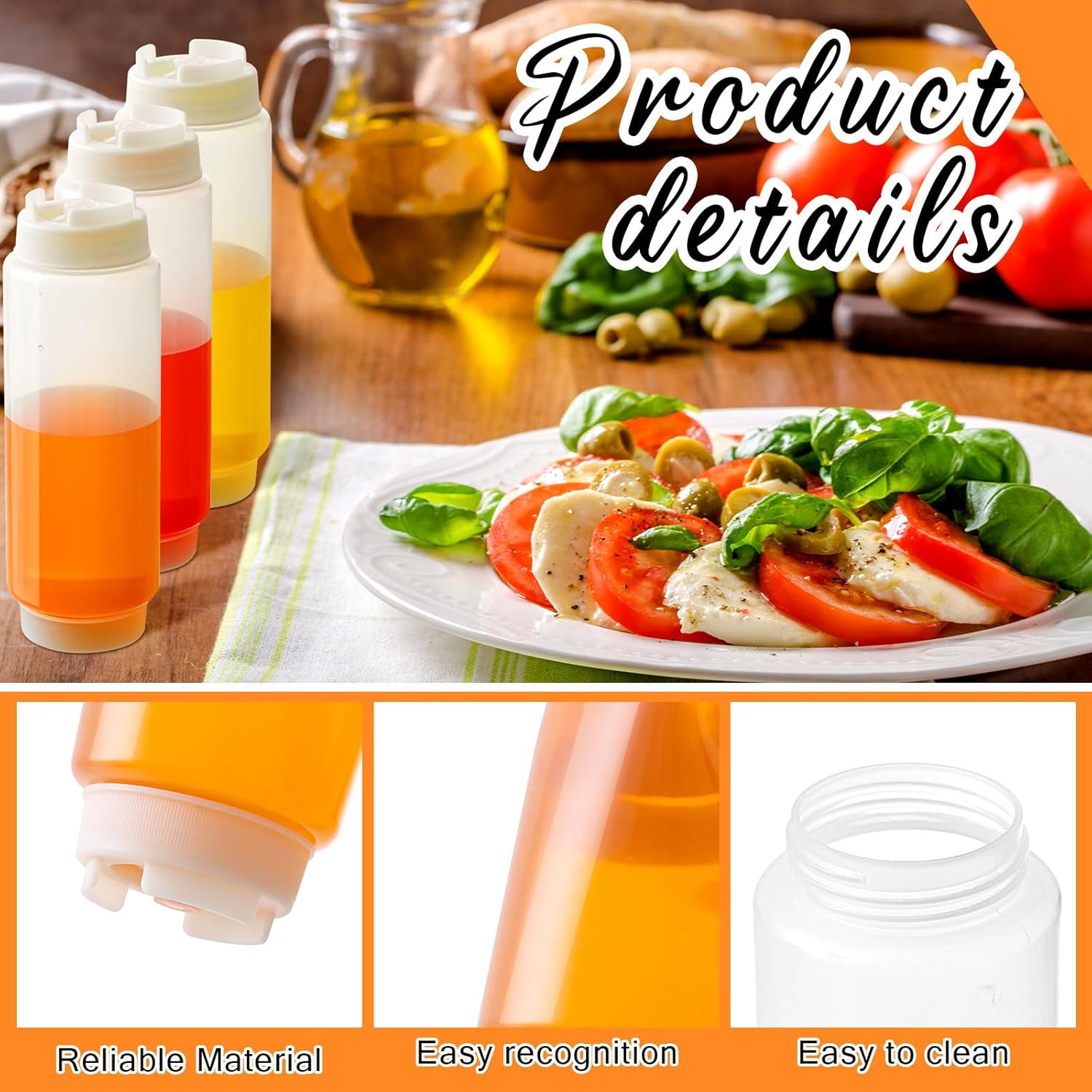 16 Pcs 32 oz Condiment Squeeze Bottles for Restaurant Kitchen