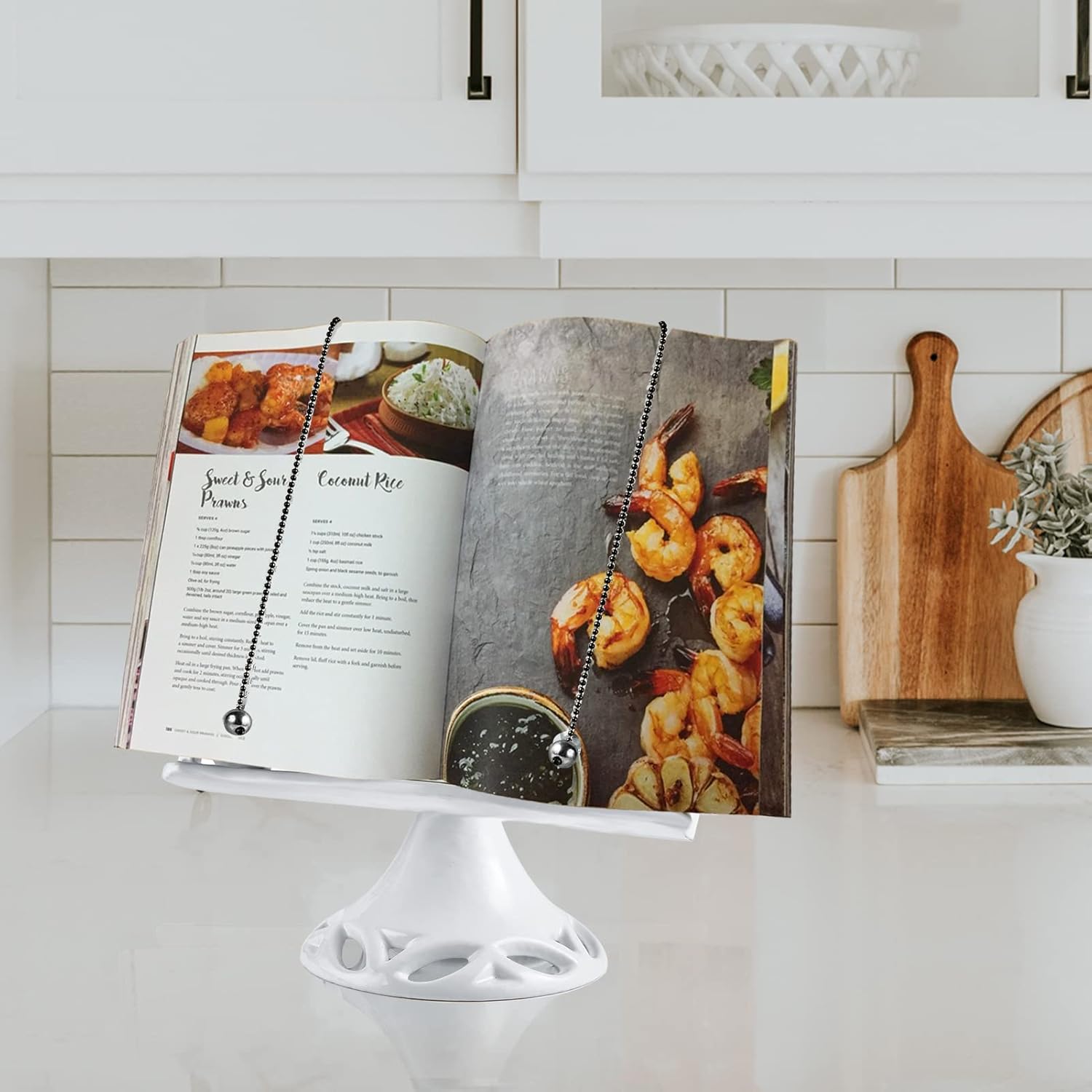 Adjustable Metal Cookbook Stand White